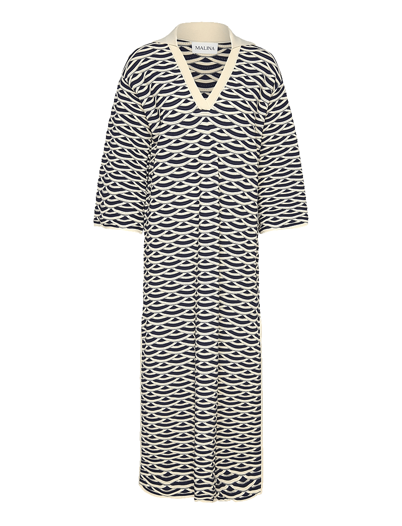Malina - Tuva structure knitted kaftan - knitted dresses - dark blue multi - 1