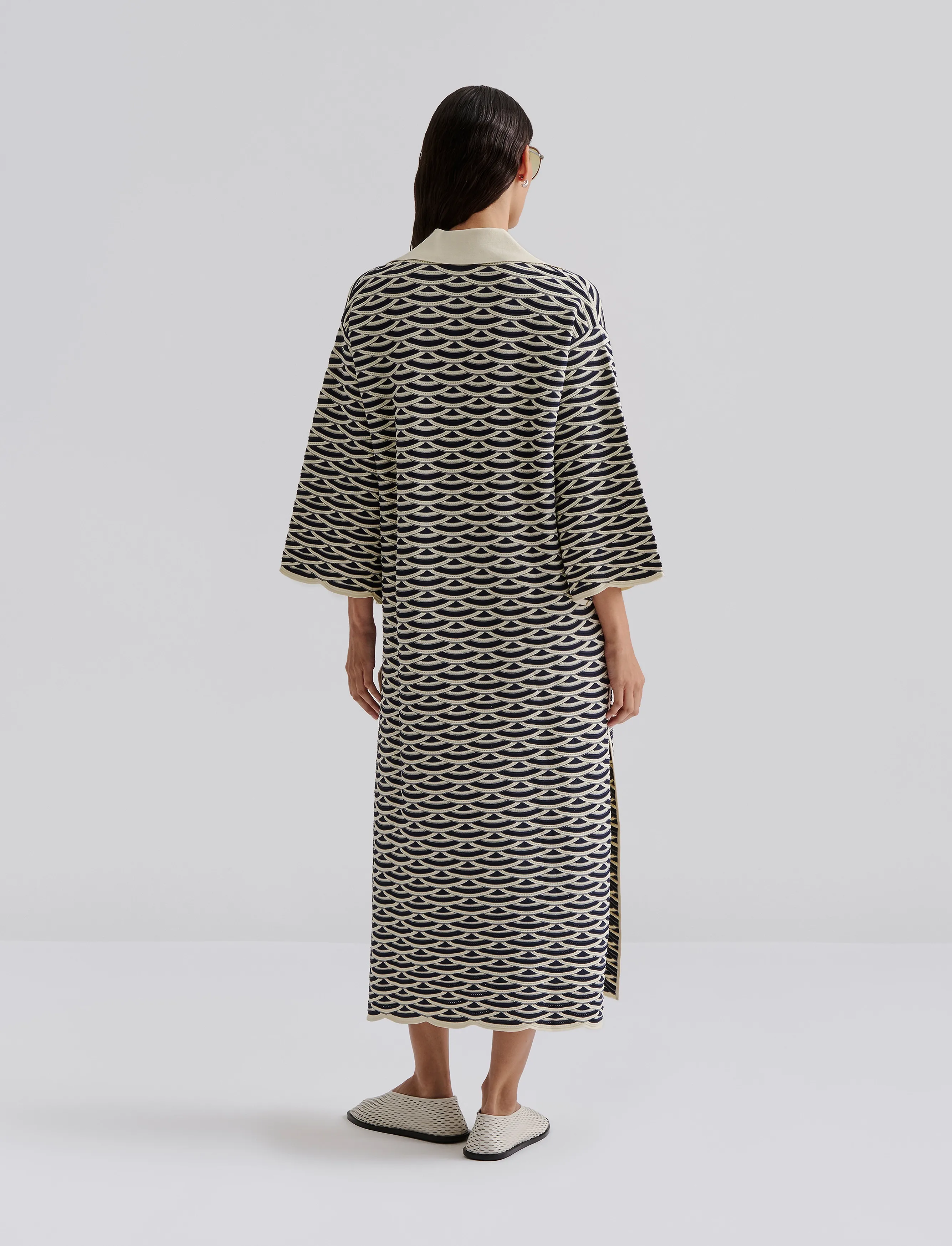 Malina - Tuva structure knitted kaftan - strickkleider - dark blue multi - 5