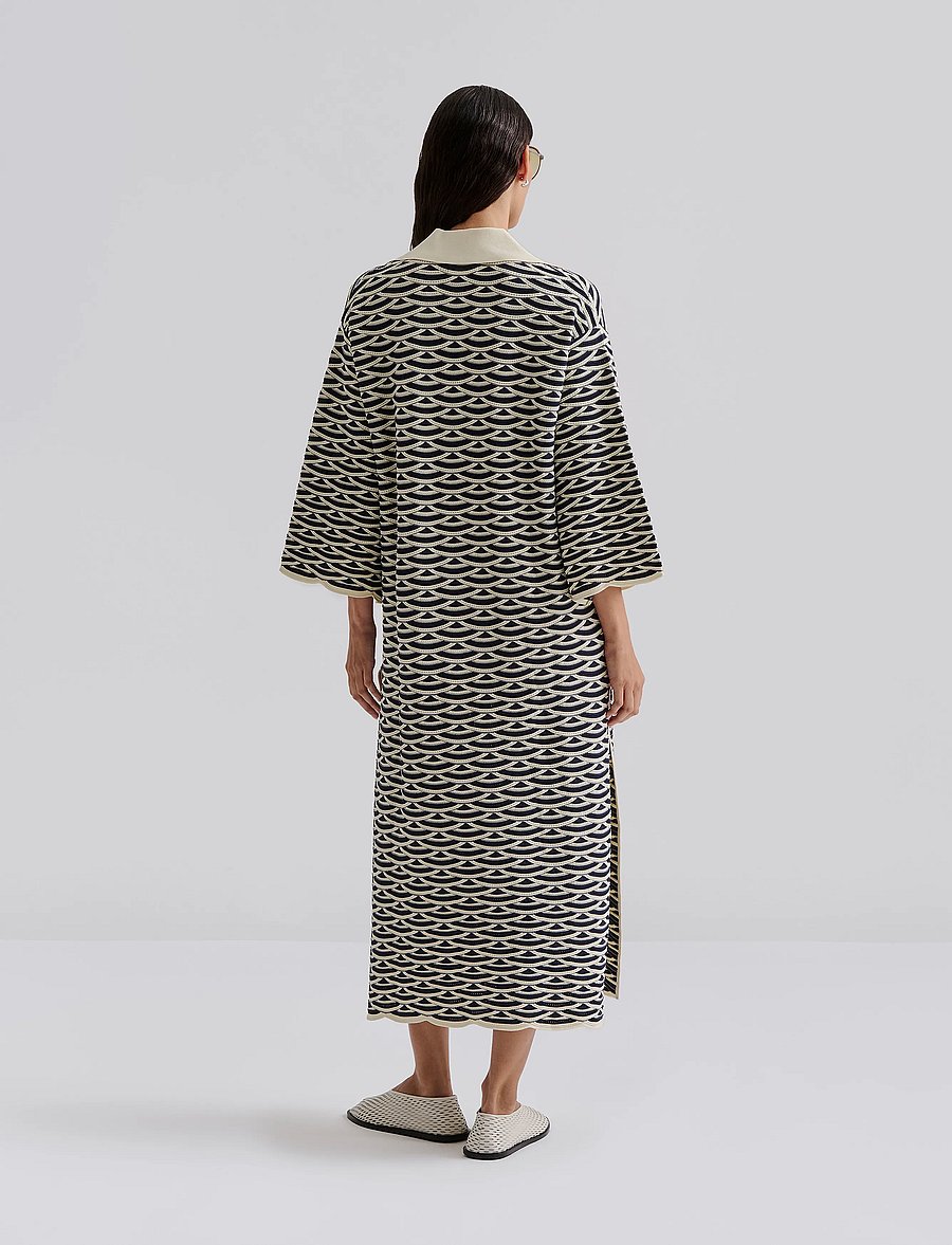 Malina - Tuva structure knitted kaftan - strickkleider - dark blue multi - 5