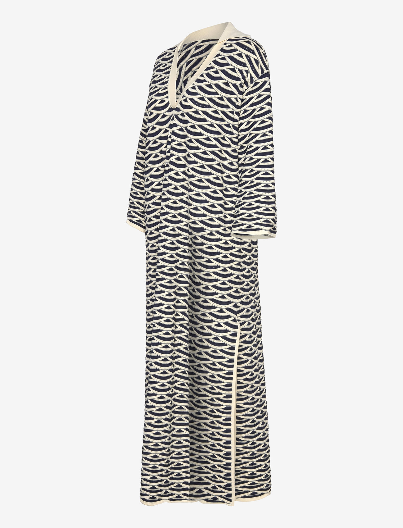 Malina - Tuva structure knitted kaftan - knitted dresses - dark blue multi - 3