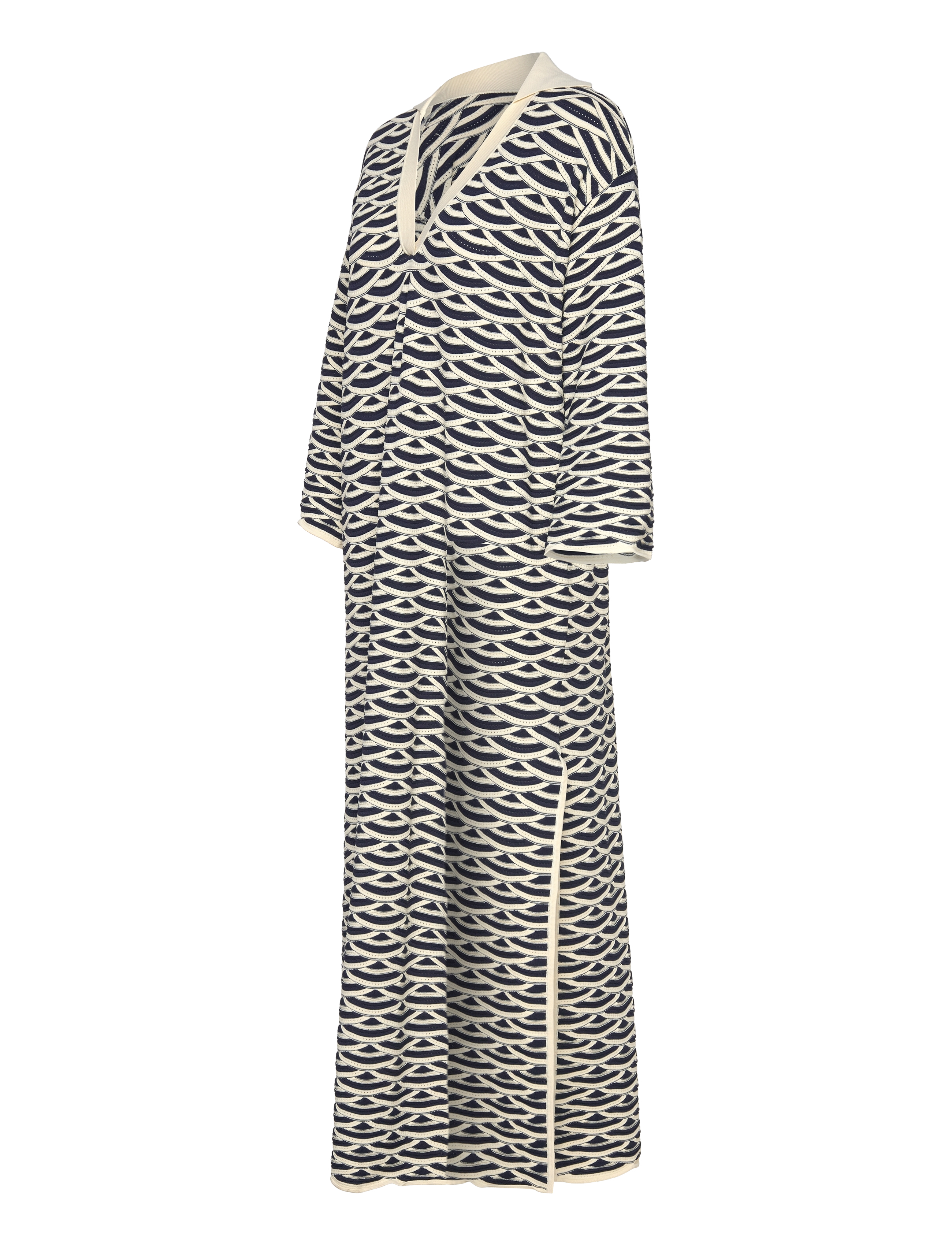Malina - Tuva structure knitted kaftan - strickkleider - dark blue multi - 3