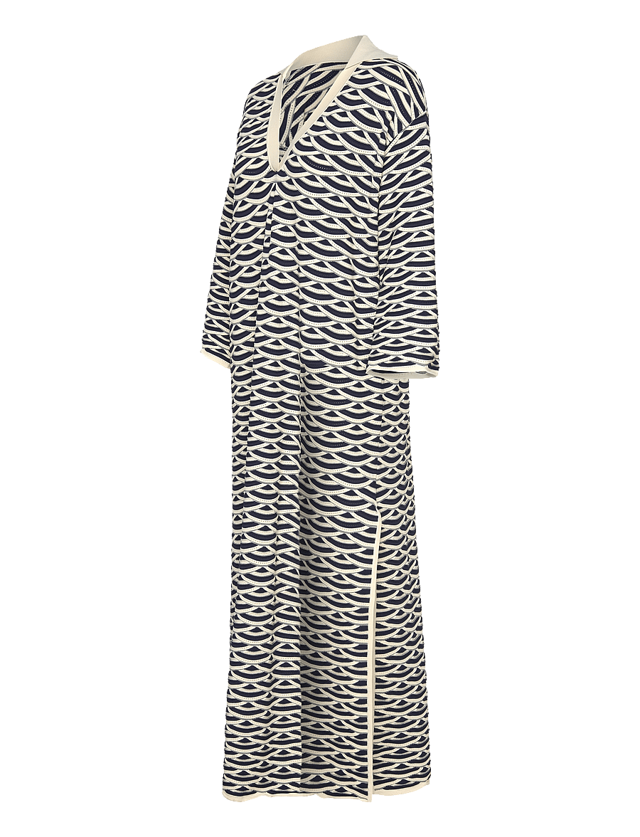 Malina - Tuva structure knitted kaftan - strickkleider - dark blue multi - 3