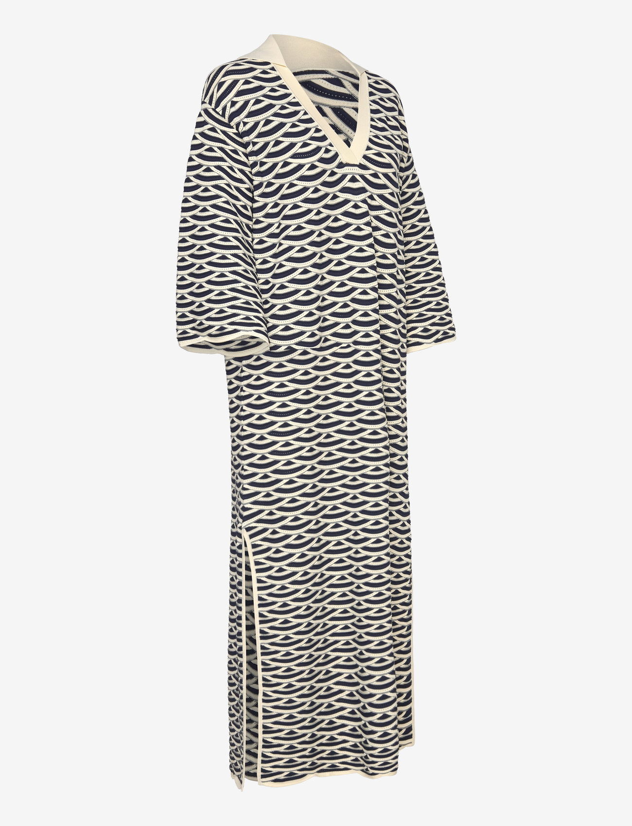 Malina - Tuva structure knitted kaftan - knitted dresses - dark blue multi - 4