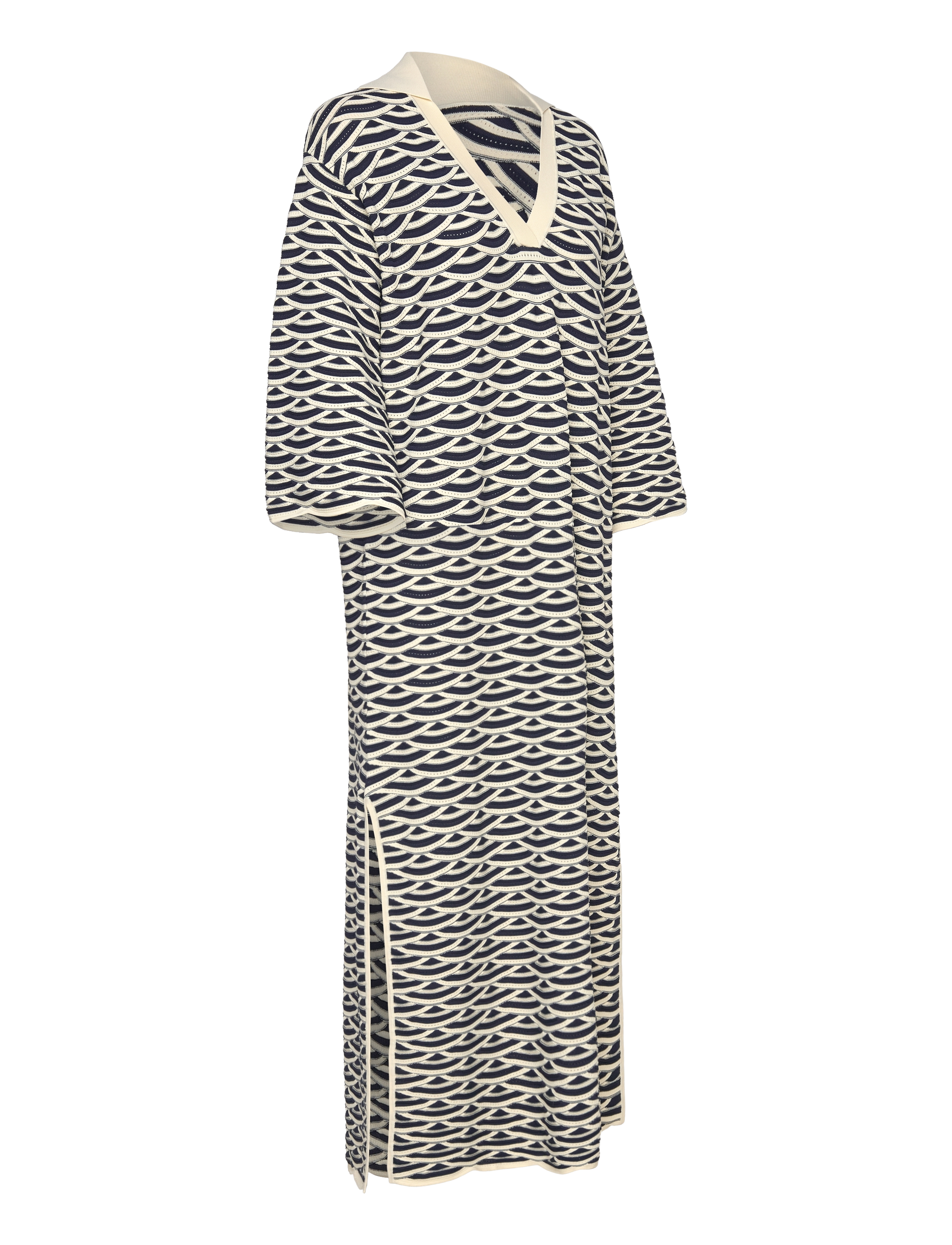 Malina - Tuva structure knitted kaftan - strickkleider - dark blue multi - 4