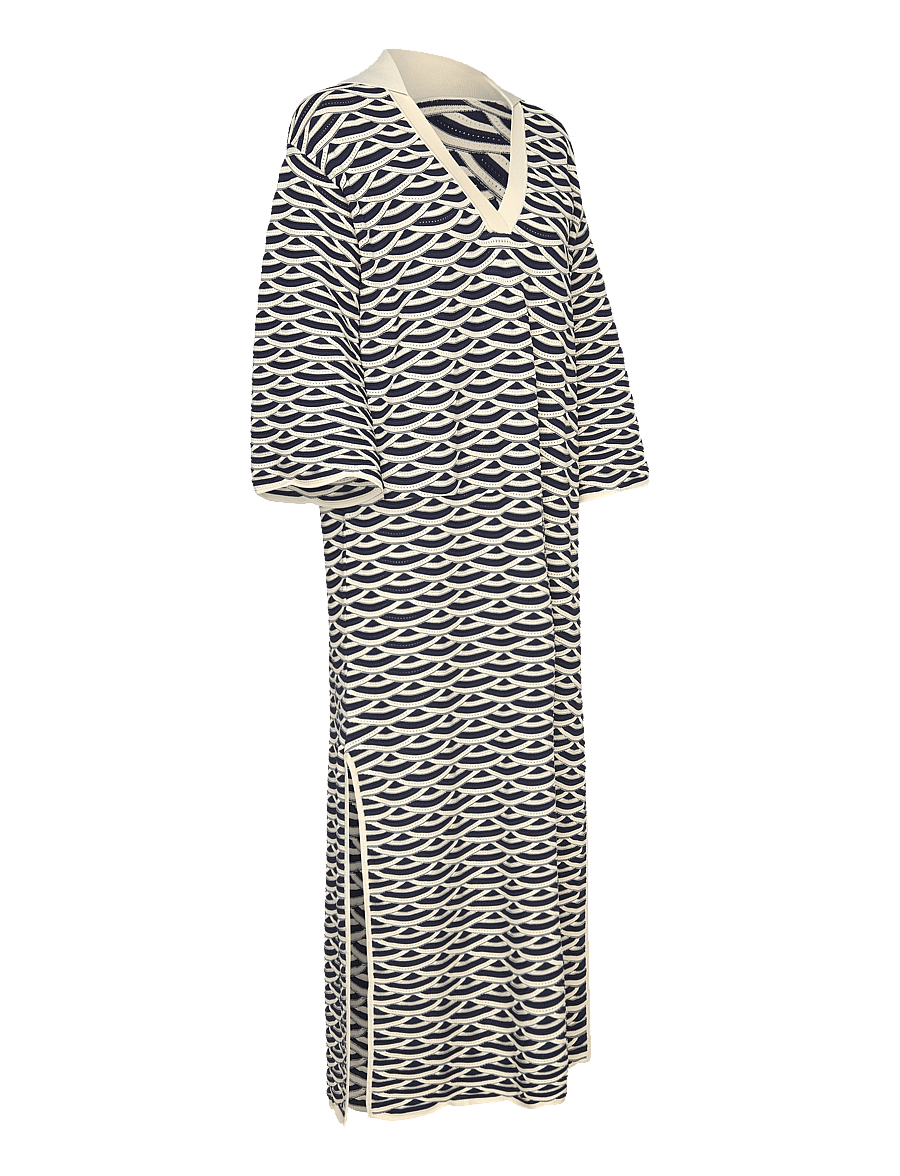 Malina - Tuva structure knitted kaftan - strickkleider - dark blue multi - 4