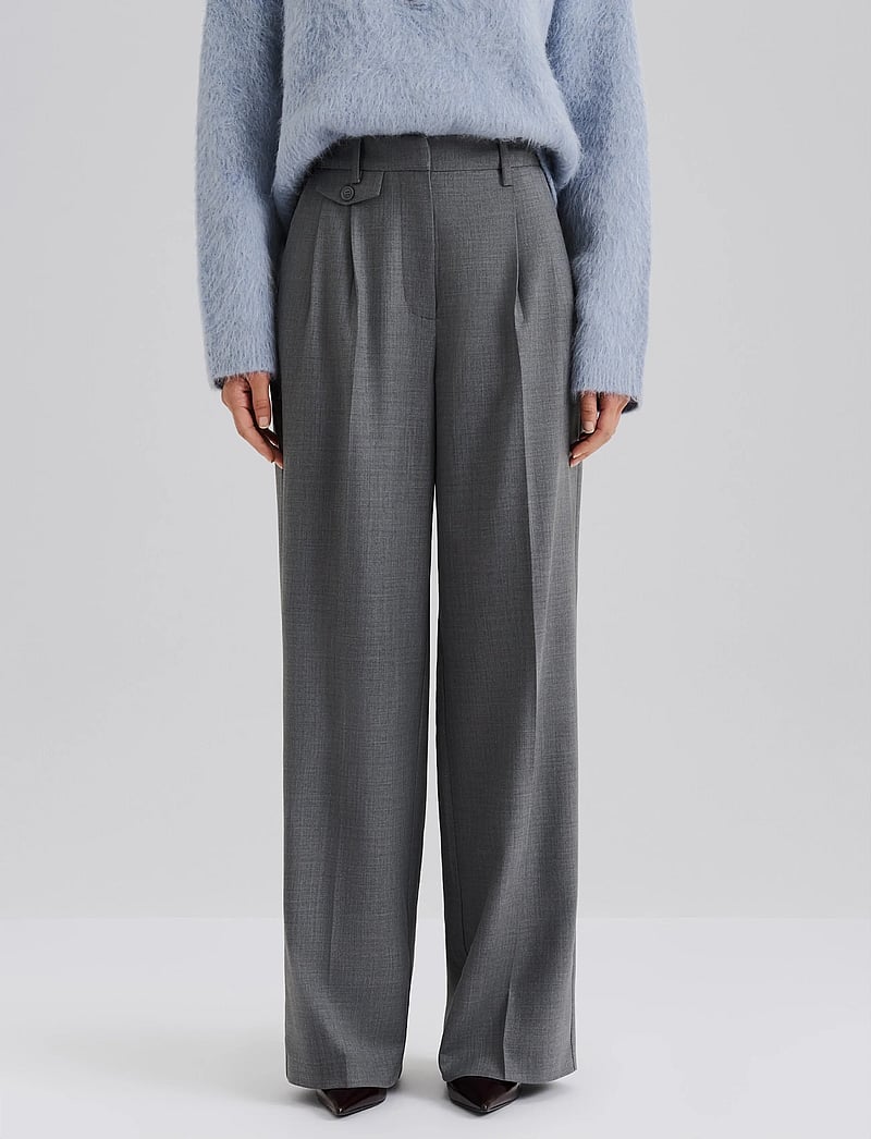 Malina - Yana Tailored Wide Pants - kostymbyxor - grey - 0