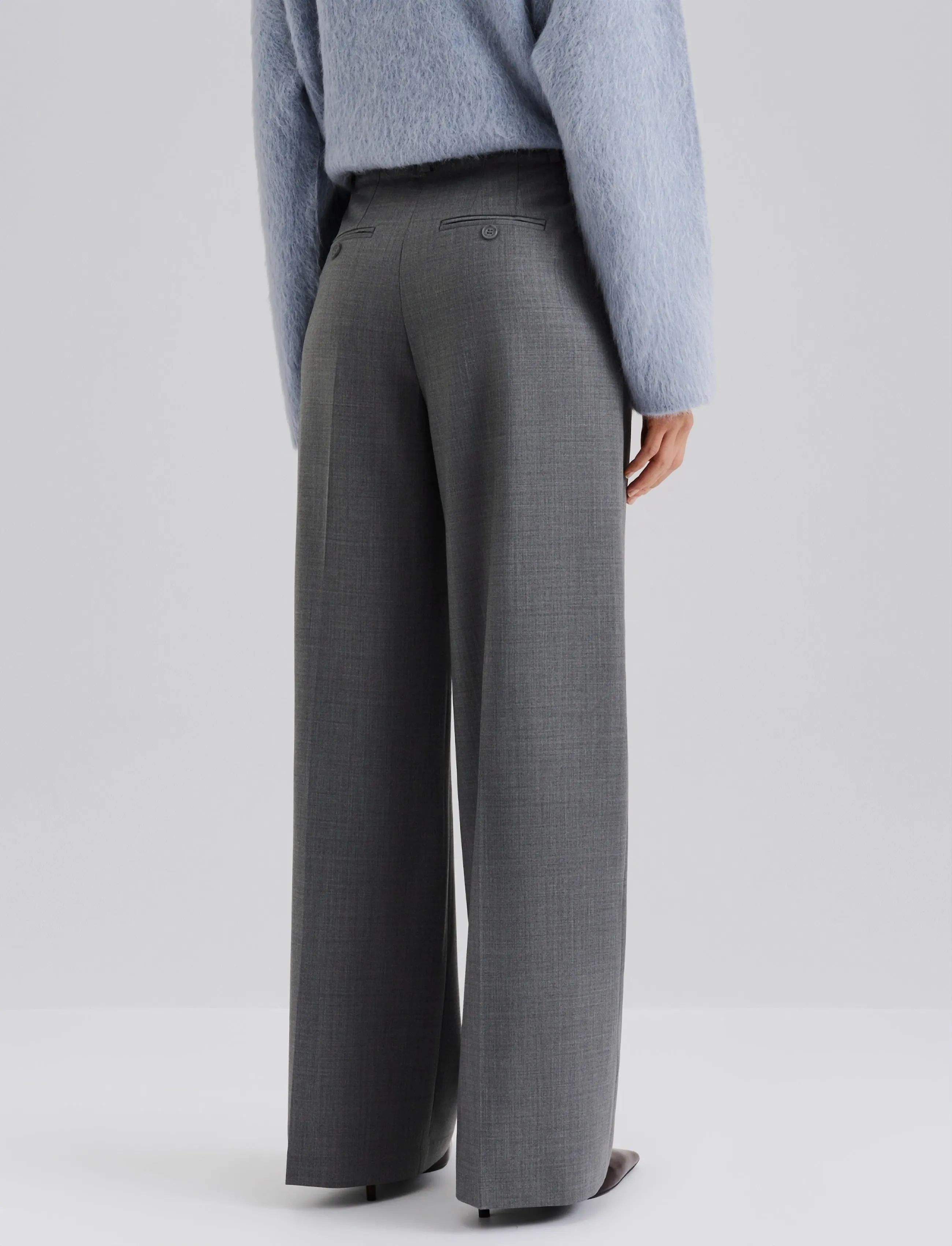 Malina - Yana Tailored Wide Pants - tailored trousers - grey - 3