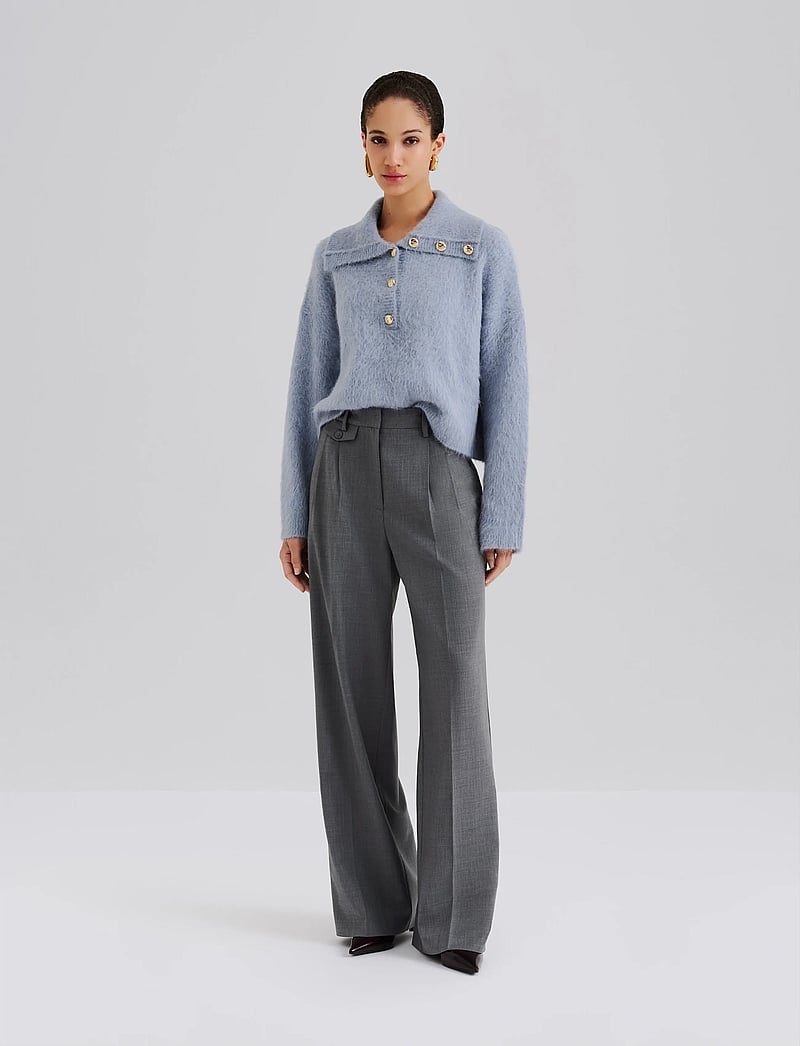 Malina - Yana Tailored Wide Pants - kostymbyxor - grey - 5