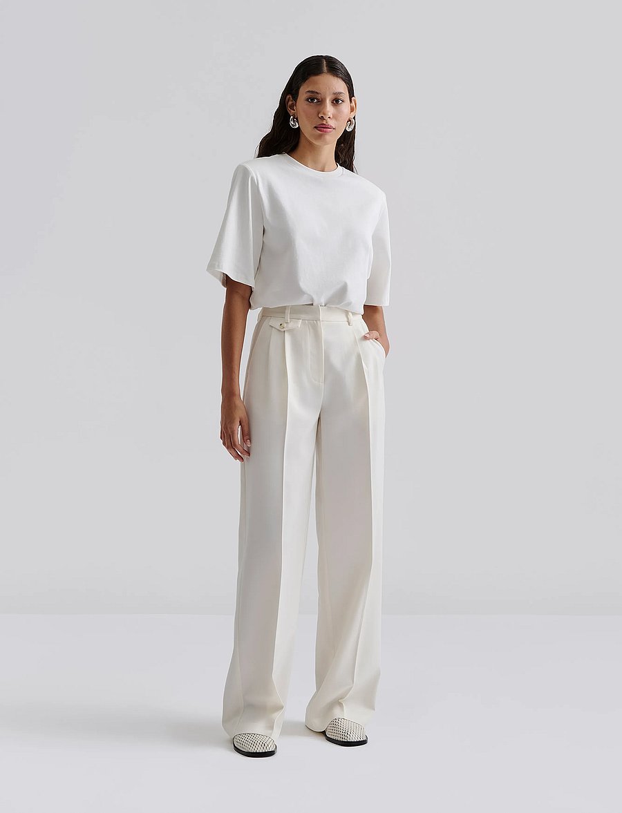 Malina - Yana Tailored Wide Pants - habitbukser - white - 0