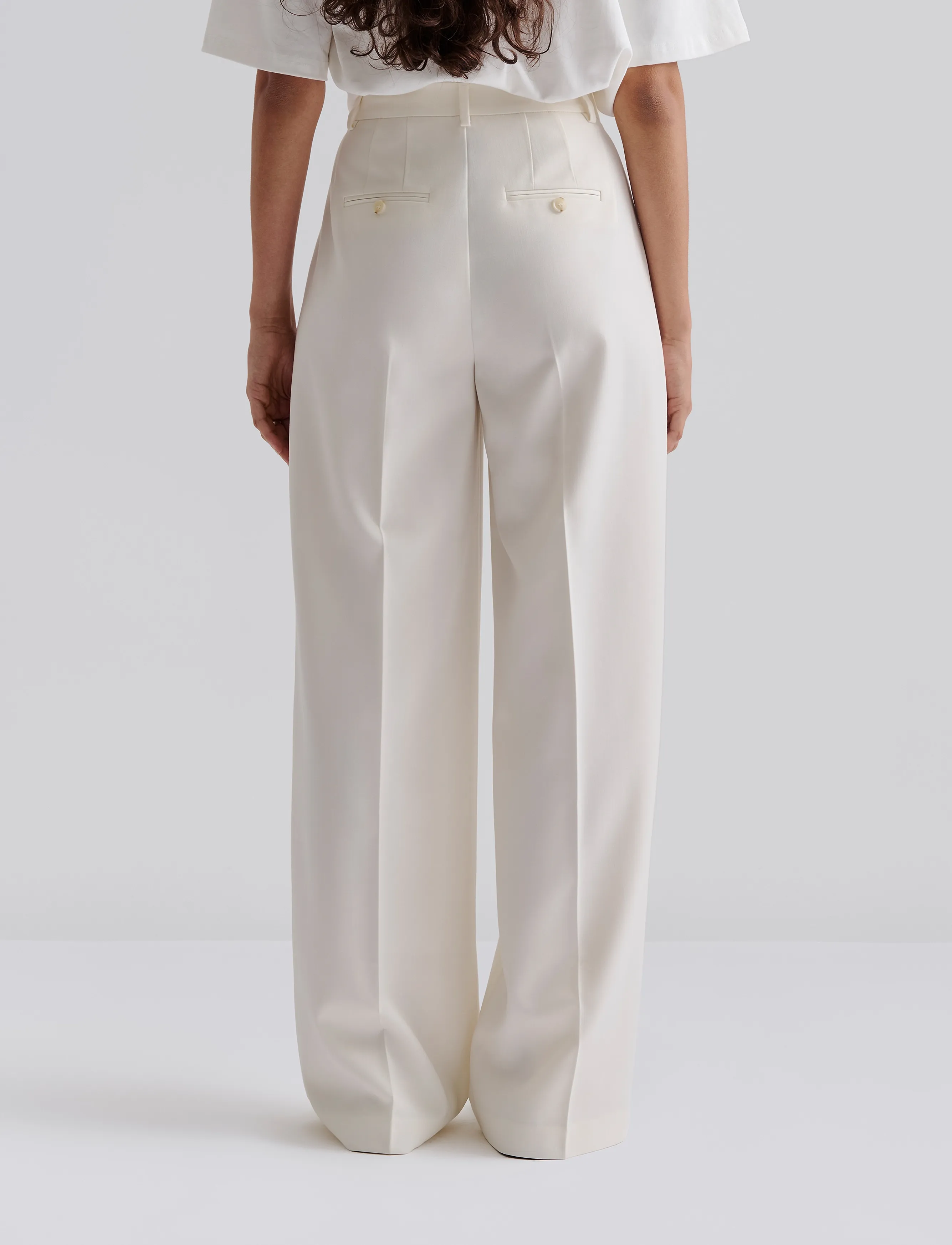 Malina - Yana Tailored Wide Pants - habitbukser - white - 3