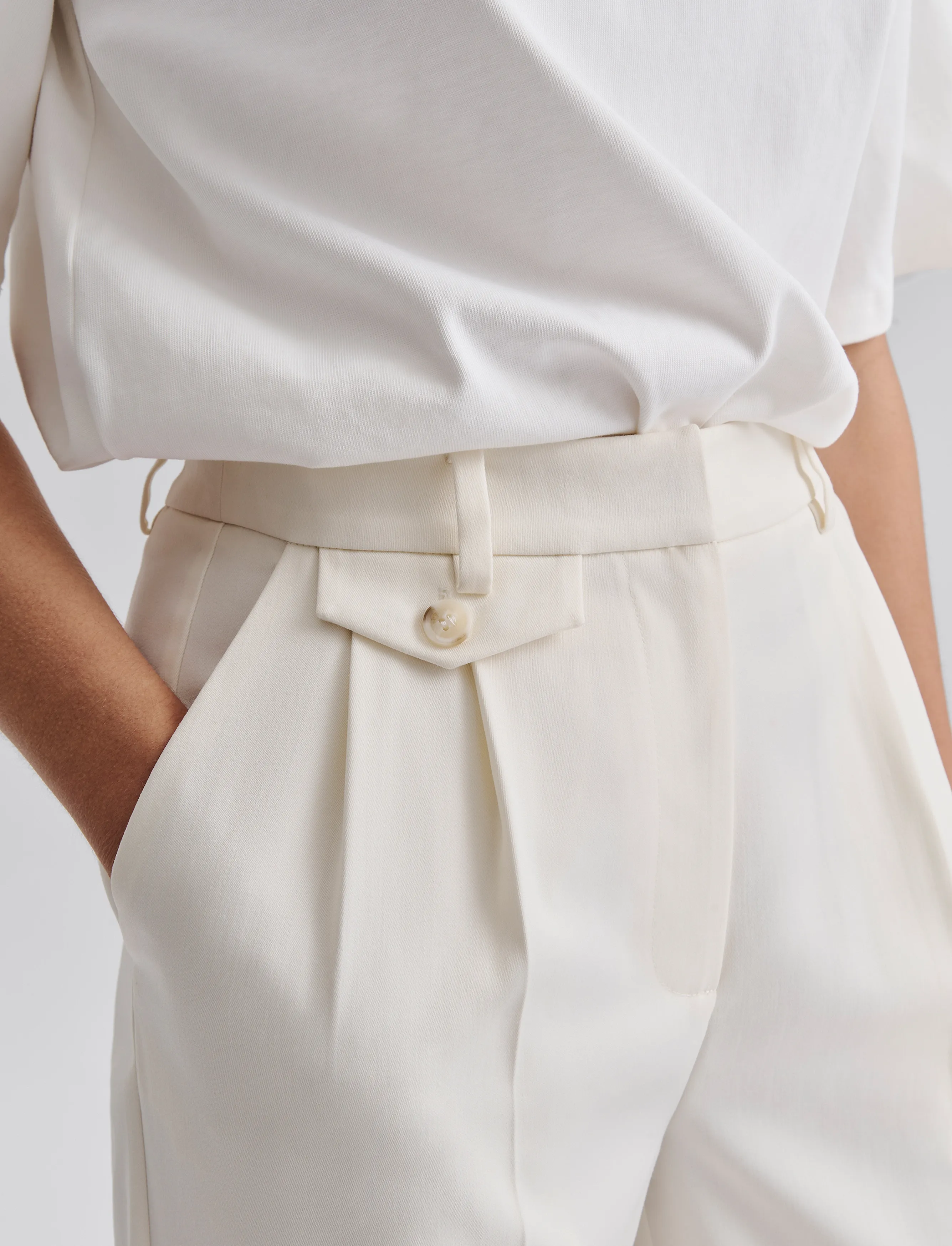 Malina - Yana Tailored Wide Pants - habitbukser - white - 5