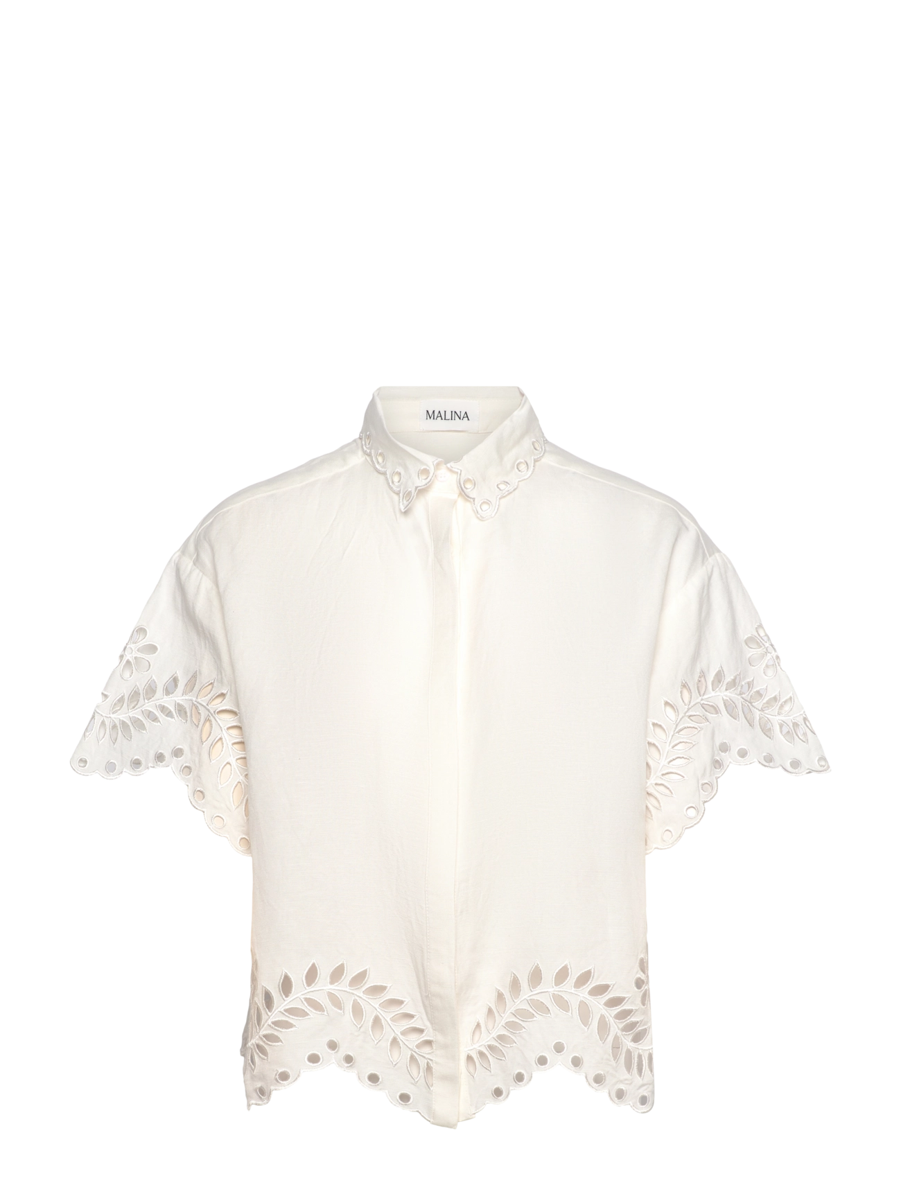 Malina - Cressida short sleeve embroidered shirt - white - 1