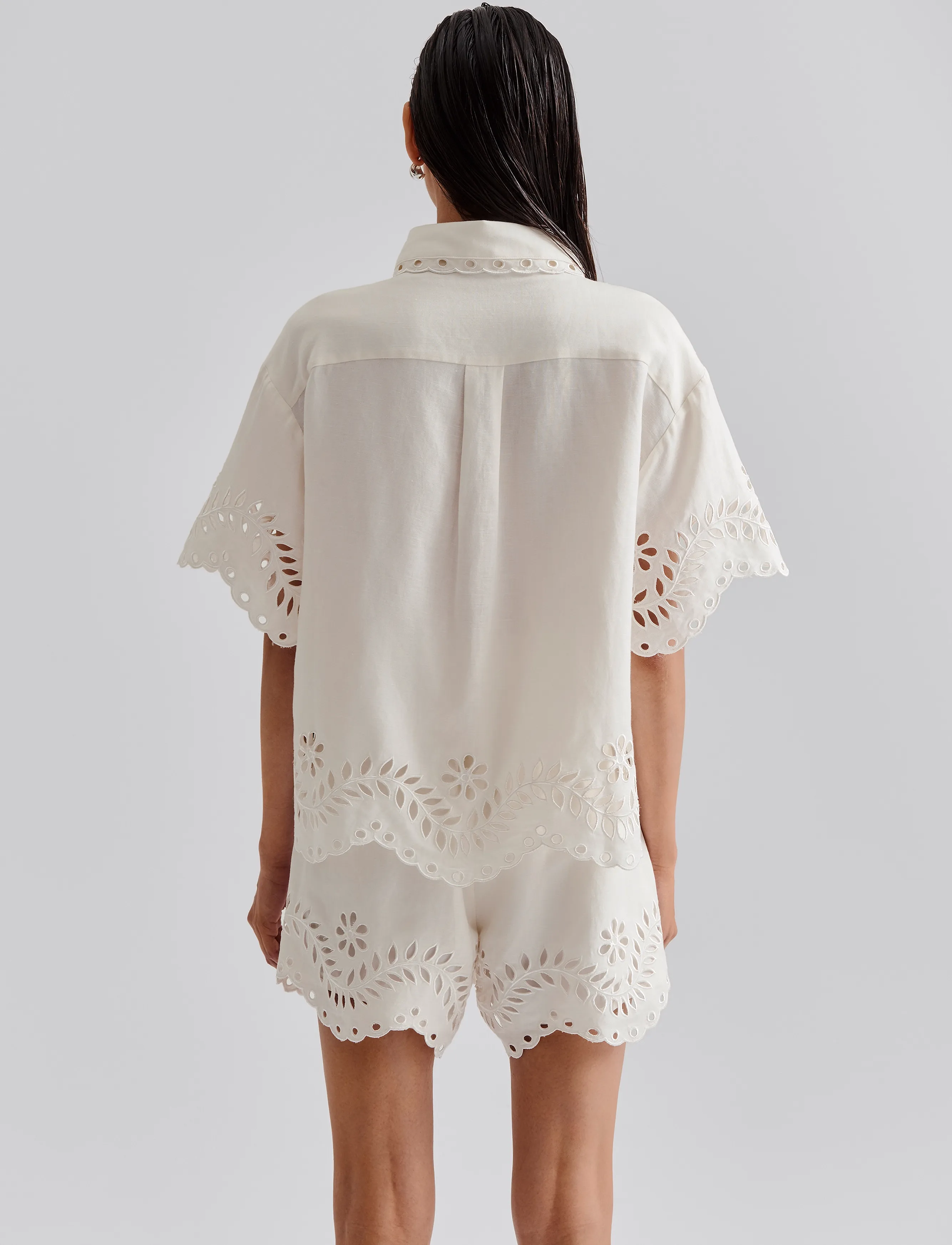 Malina - Cressida short sleeve embroidered shirt - white - 3