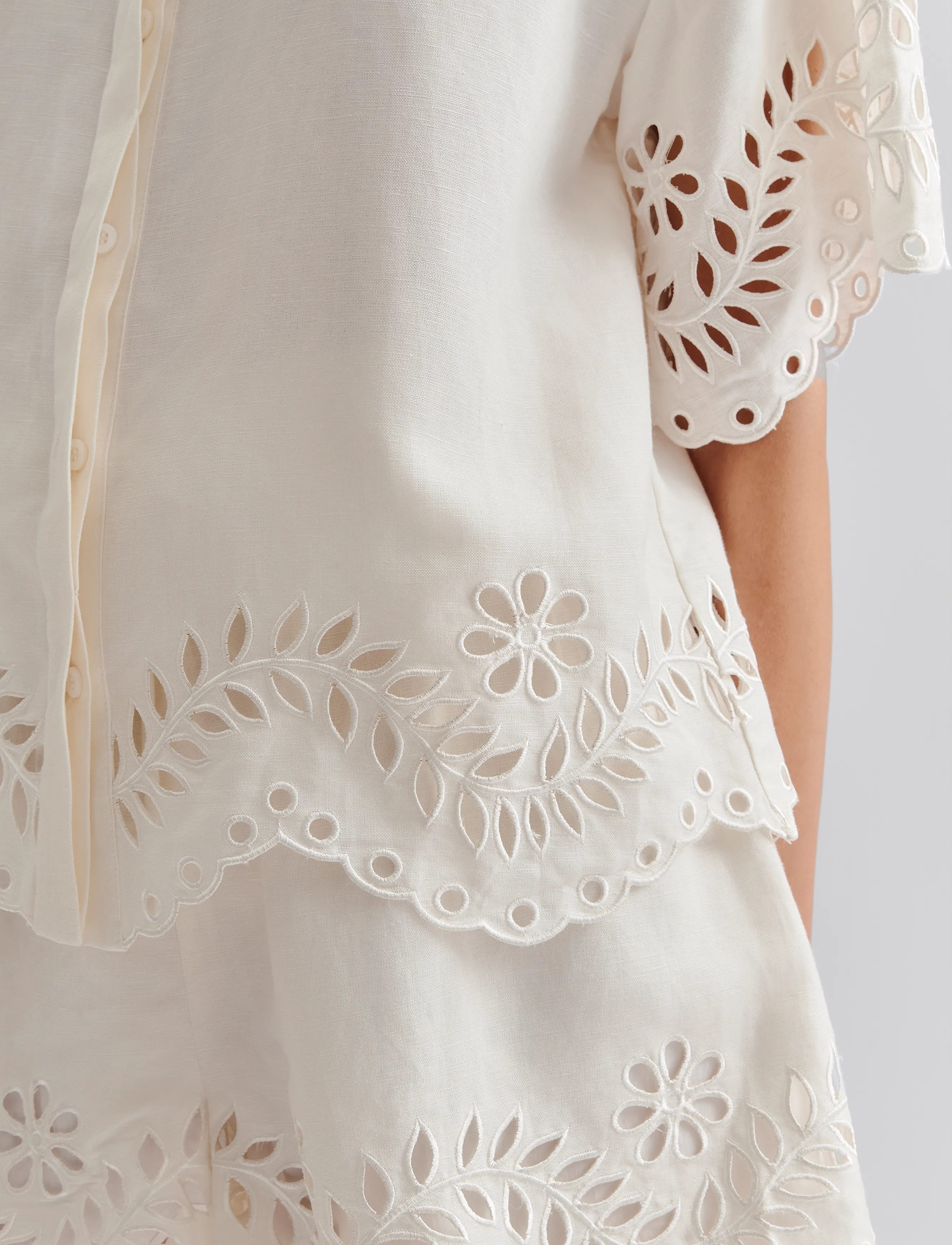 Malina - Cressida short sleeve embroidered shirt - white - 5