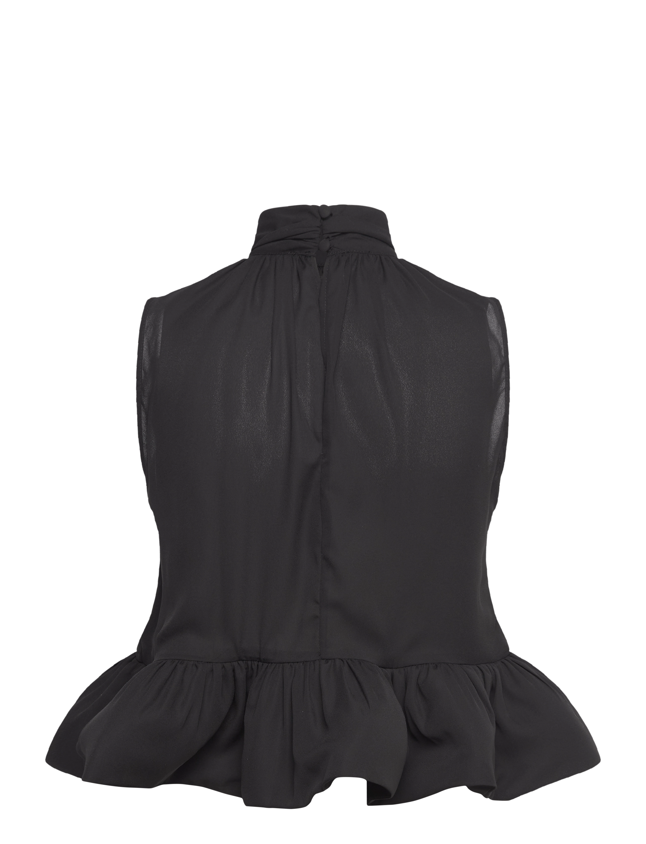 Malina - Lune Halterneck Frilled Hem blouse - Ærmeløse bluser - black - 2