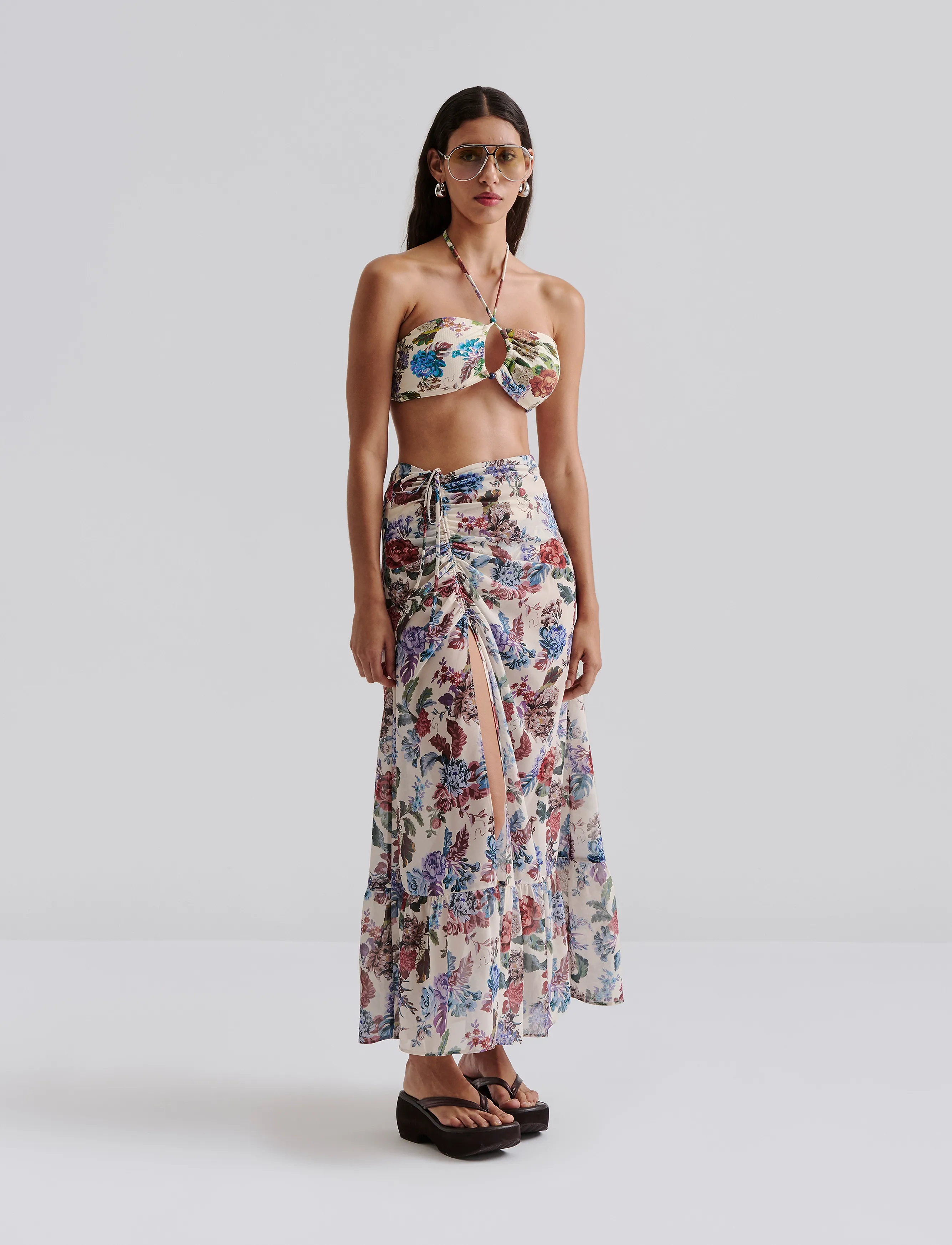 Malina Amandine side slits beach skirt - Midi rokken - BOTANIC FLORALS / multi
