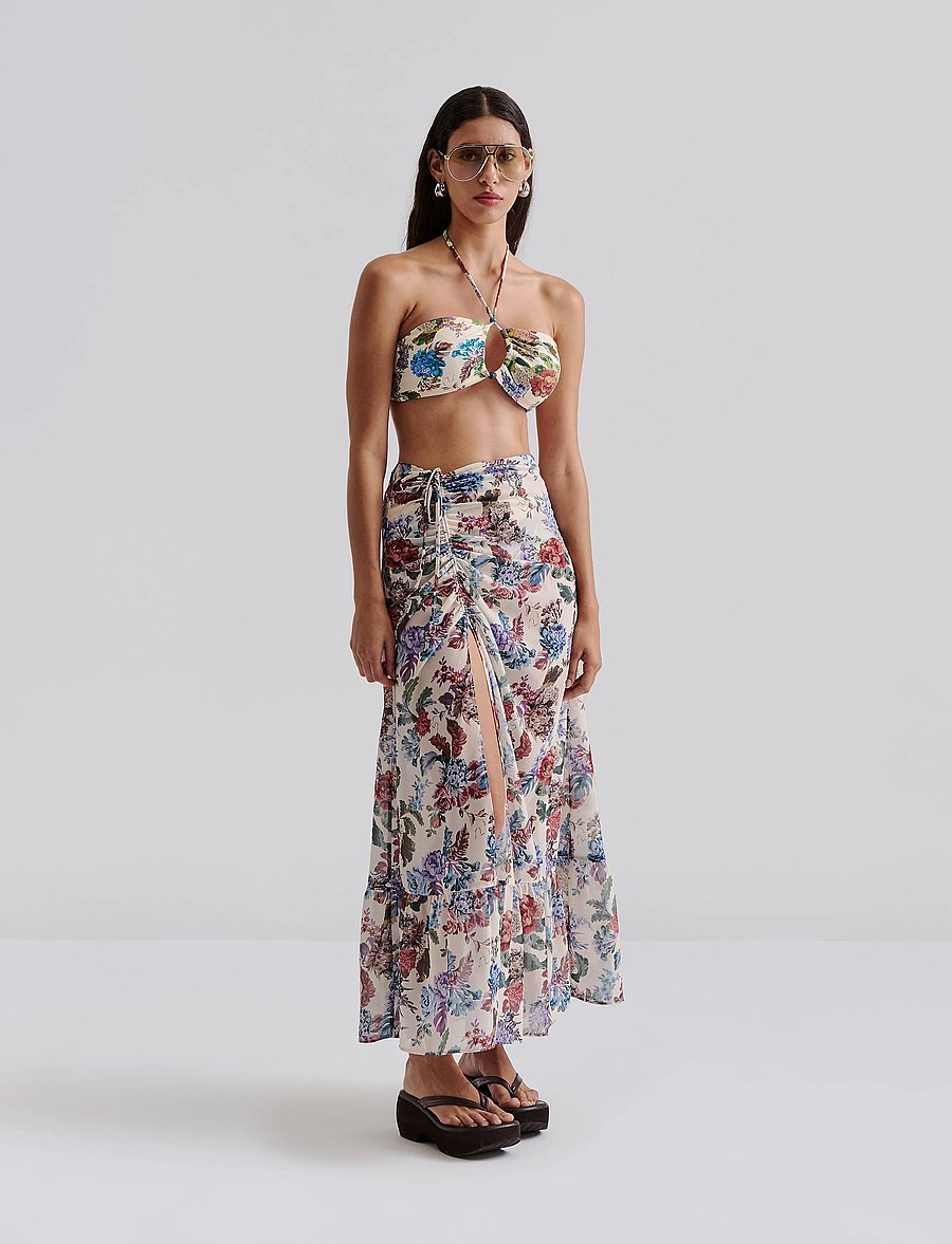 Malina - Amandine side slits beach skirt - midi-röcke - botanic florals - 0