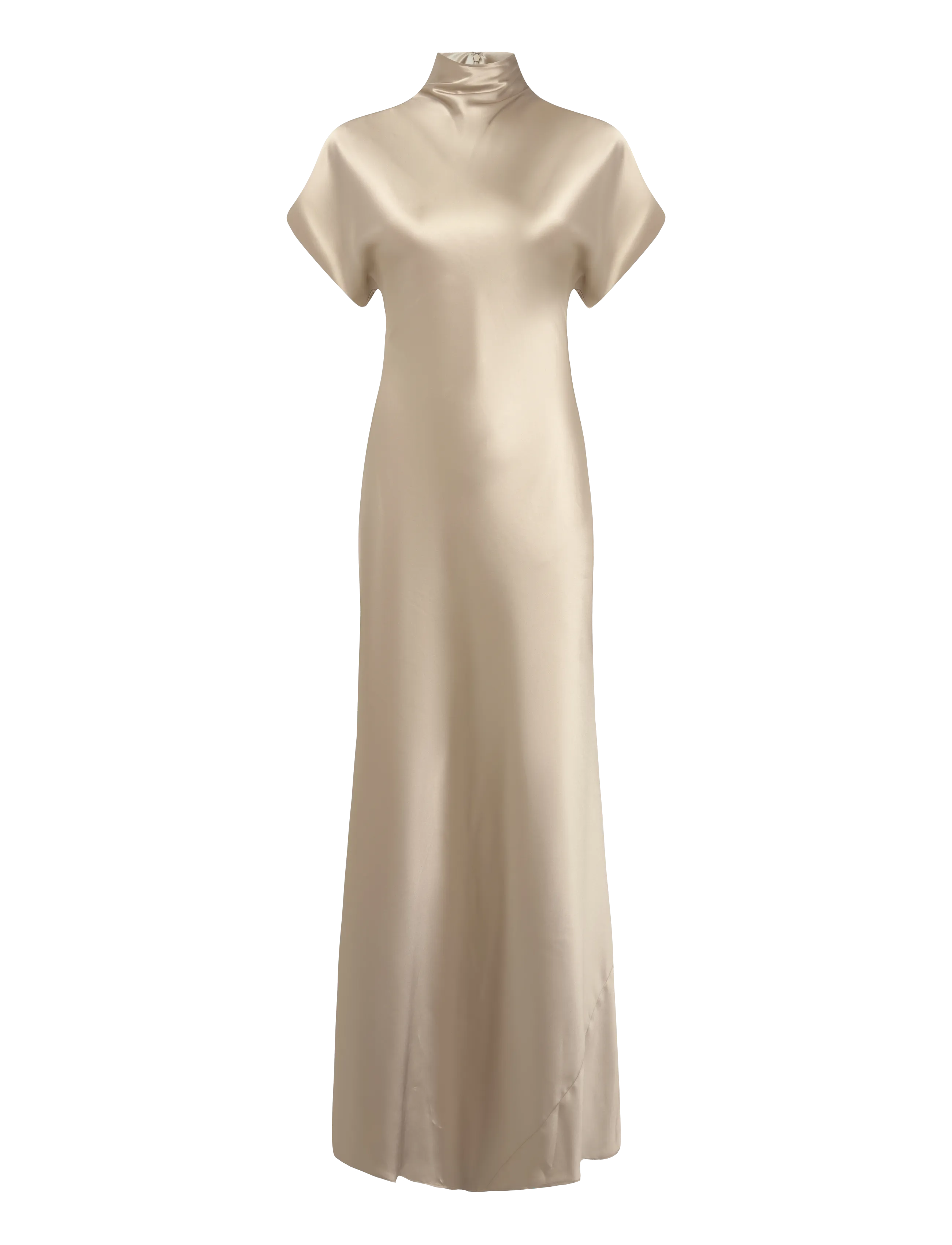 Malina Alivia Short Sleeve Satin Maxi dress - Abendkleider - CHAMPAGNE / beige