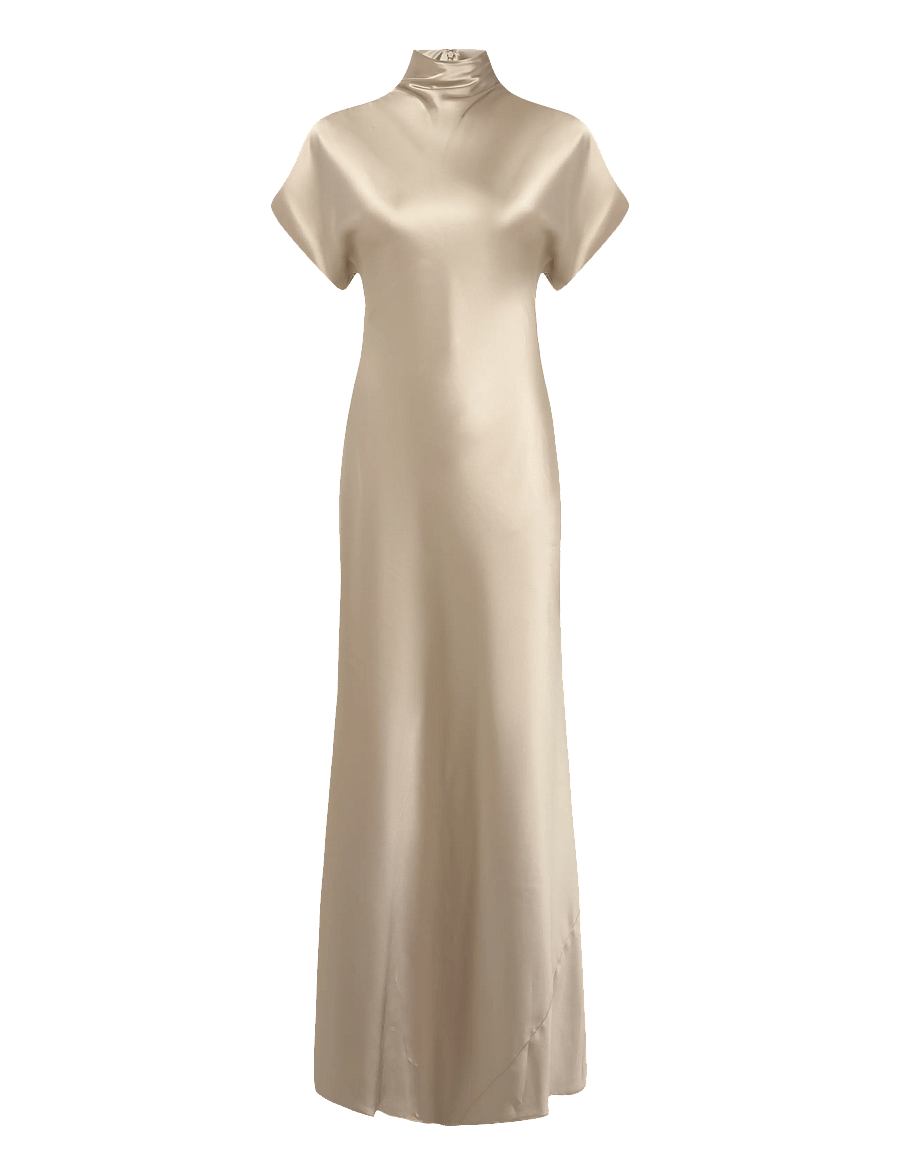 Malina - Alivia Short Sleeve Satin Maxi dress - Õhtukleidid - champagne - 0