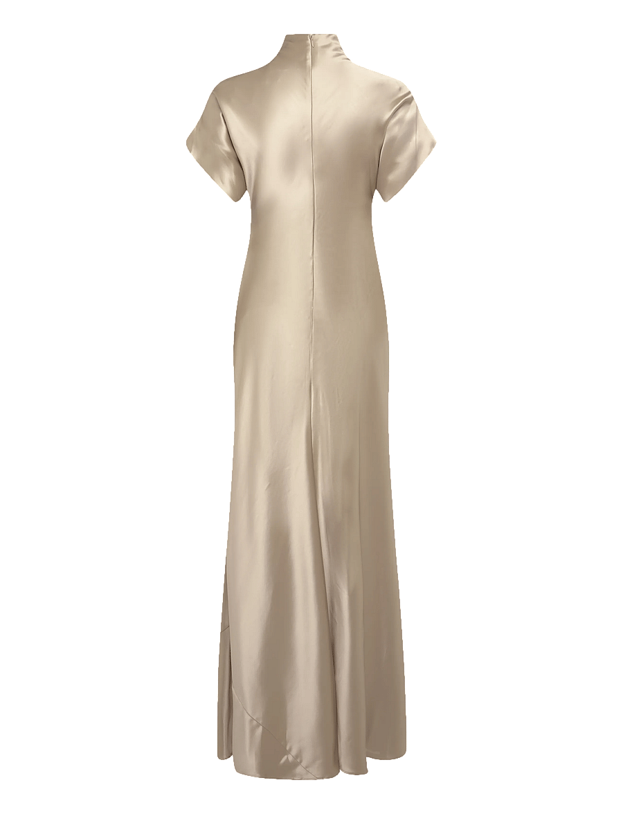 Malina - Alivia Short Sleeve Satin Maxi dress - Õhtukleidid - champagne - 1