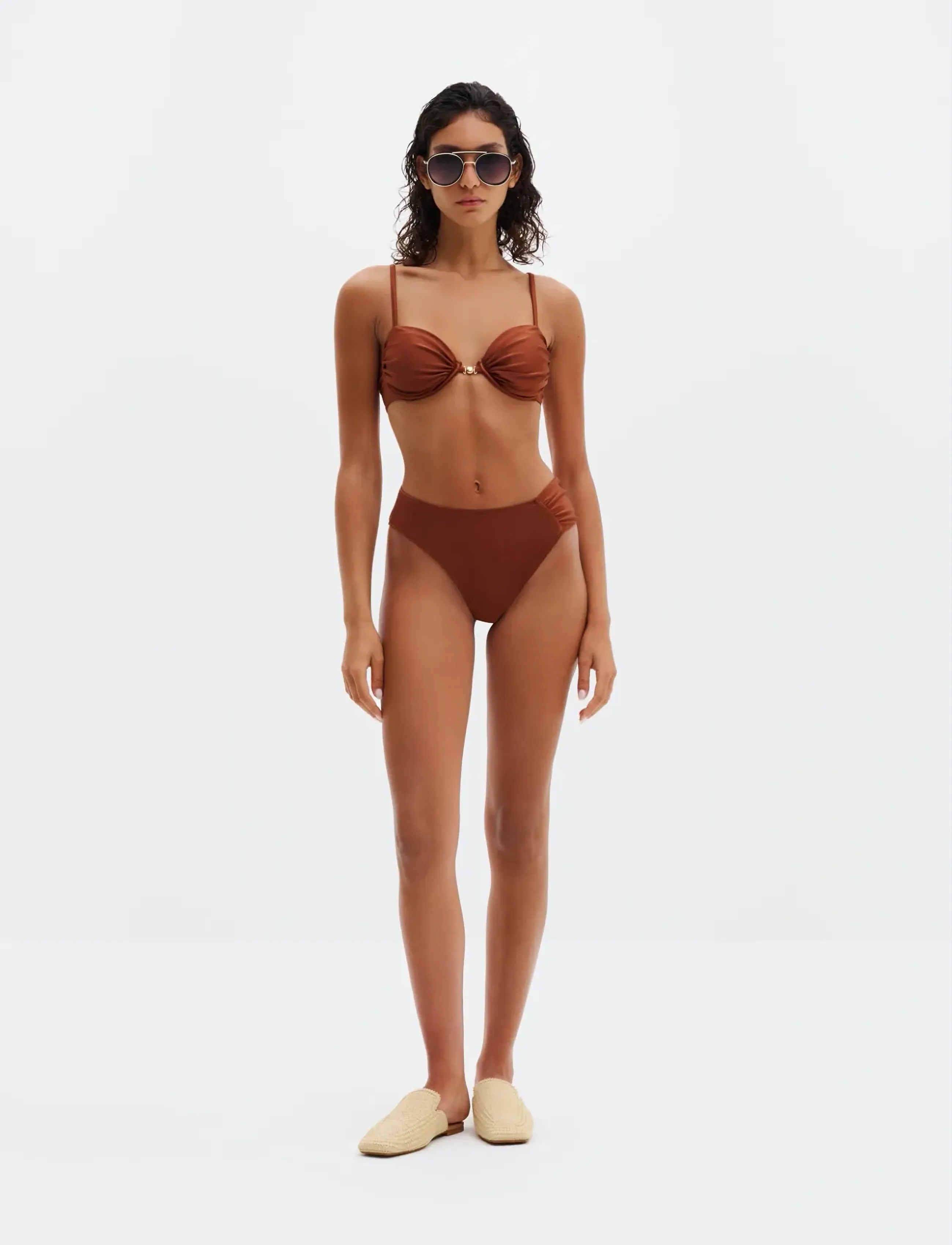 Malina - Tovere Draped Bikini Top - wired bikinitops - rust - 4