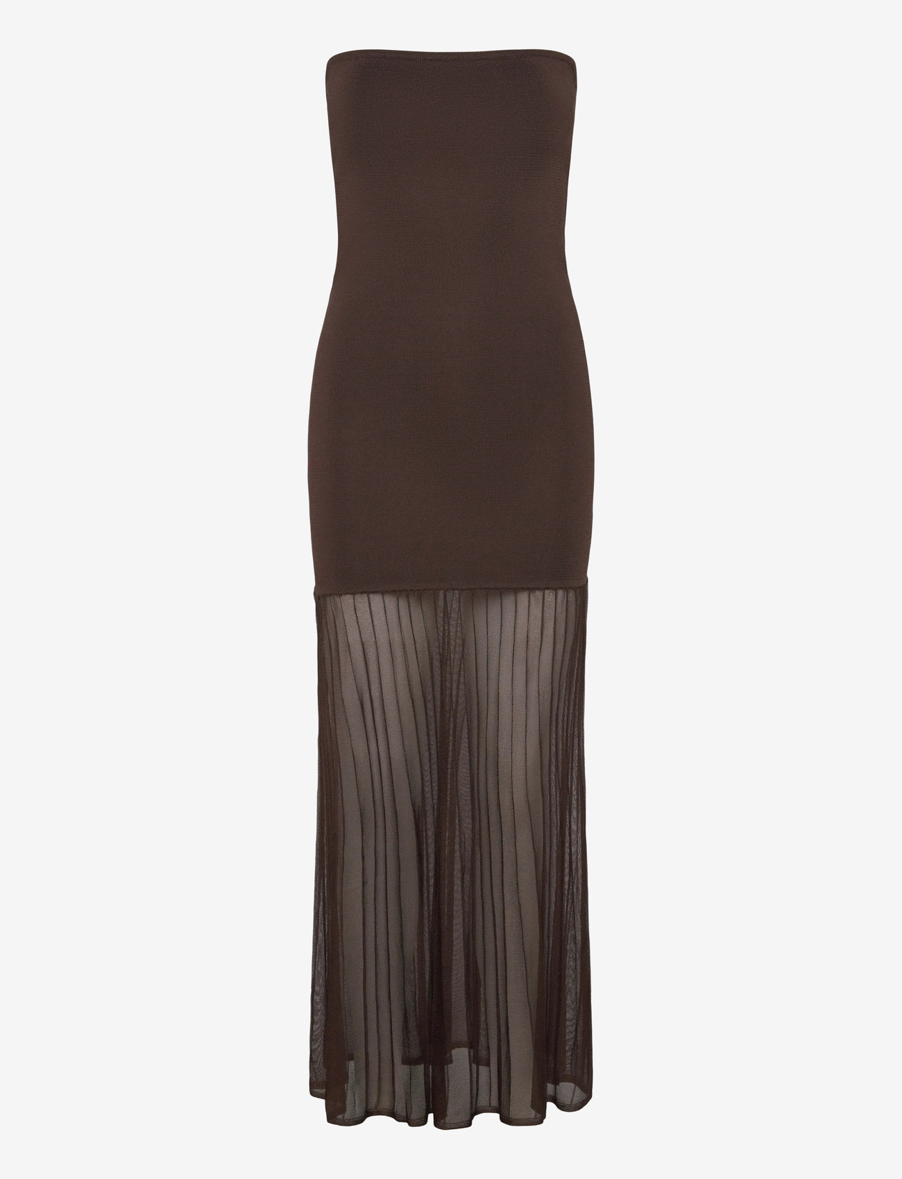 Malina - Isola Drop Waist Sheer Knitted Dress - knitted dresses - chocolate - 1