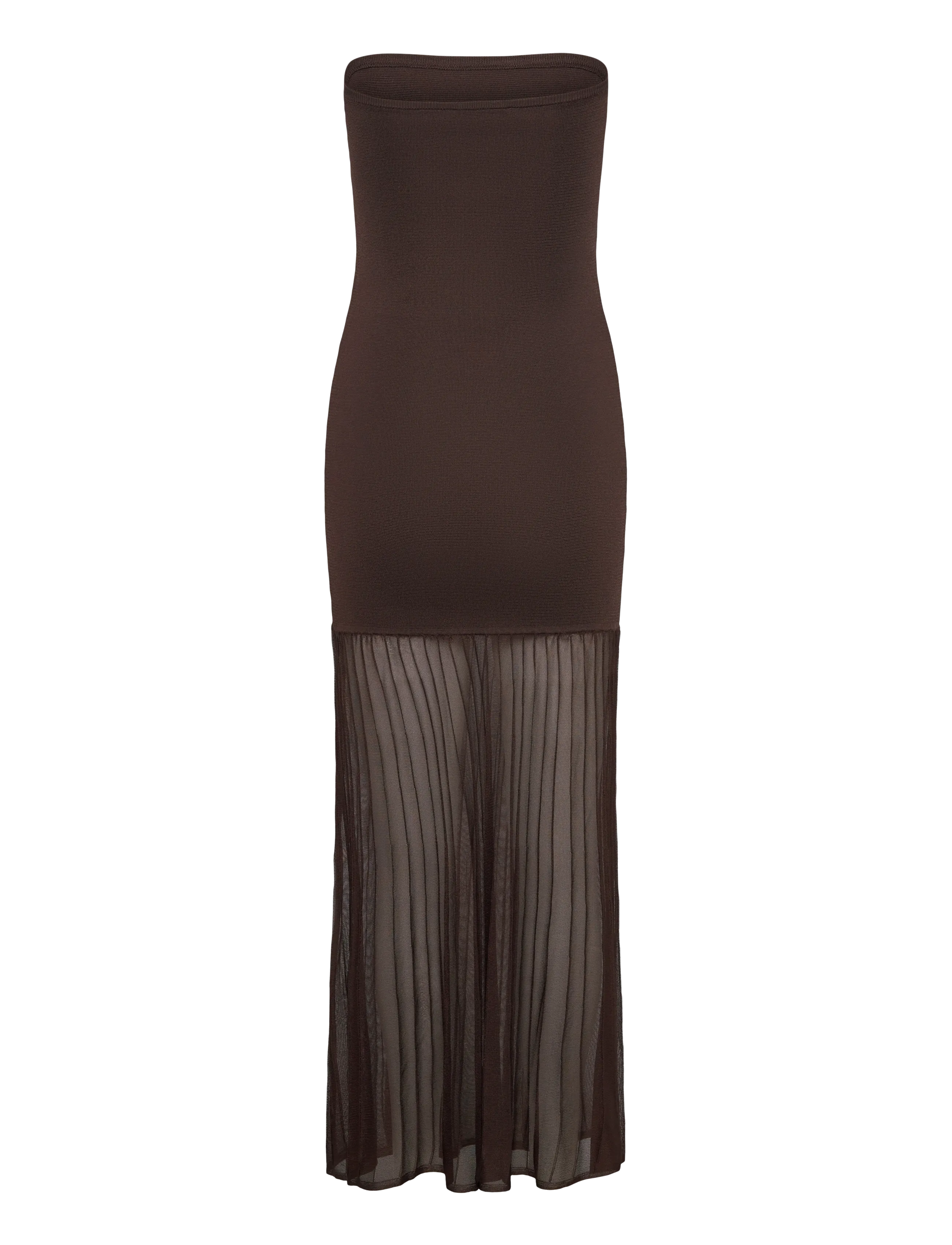 Malina - Isola Drop Waist Sheer Knitted Dress - knitted dresses - chocolate - 2
