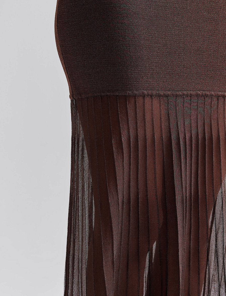 Malina - Isola Drop Waist Sheer Knitted Dress - strikkjoler - chocolate - 4