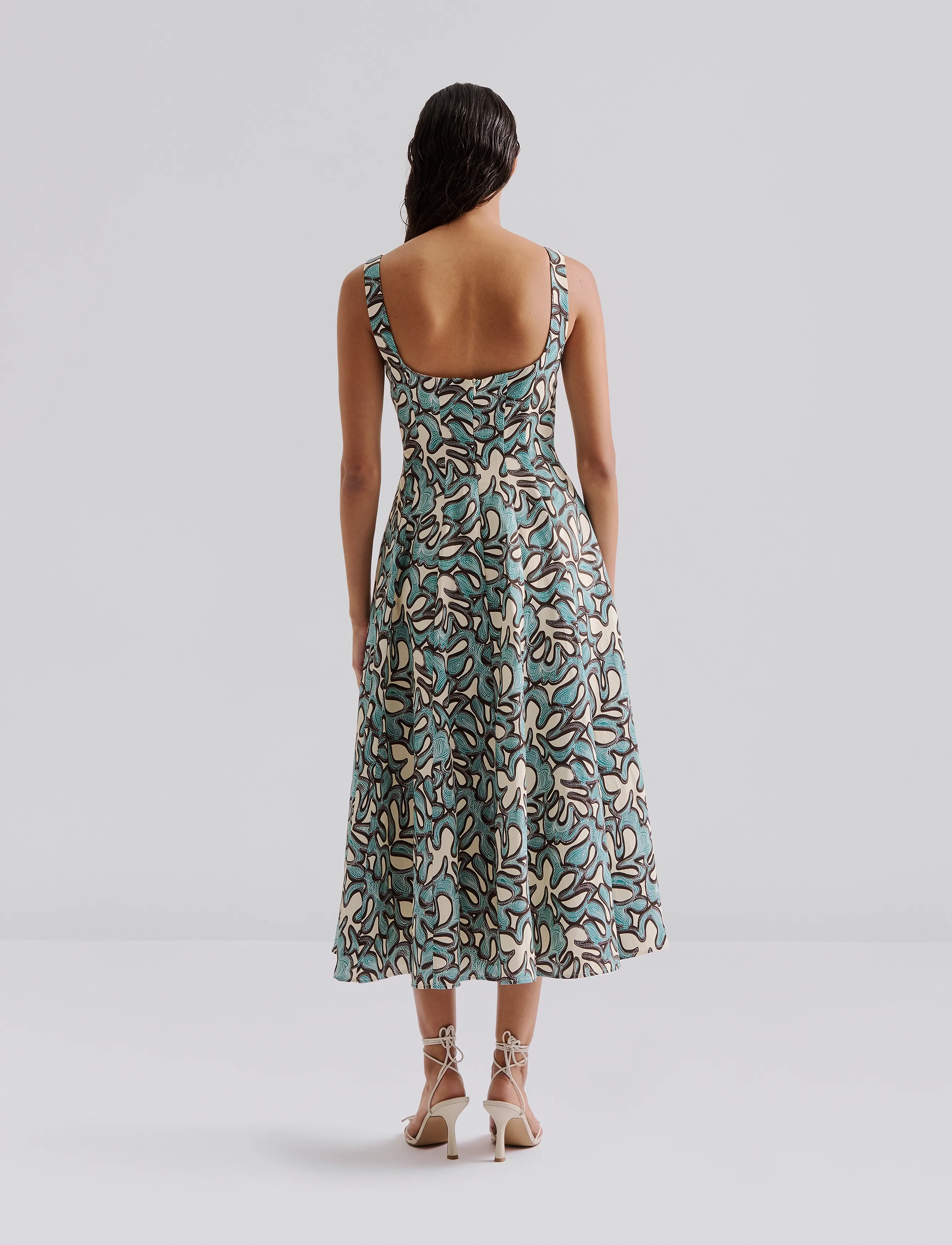 Malina - Xenia Panel Midi Dress - sukienki do kolan i midi - ocean corals - 3