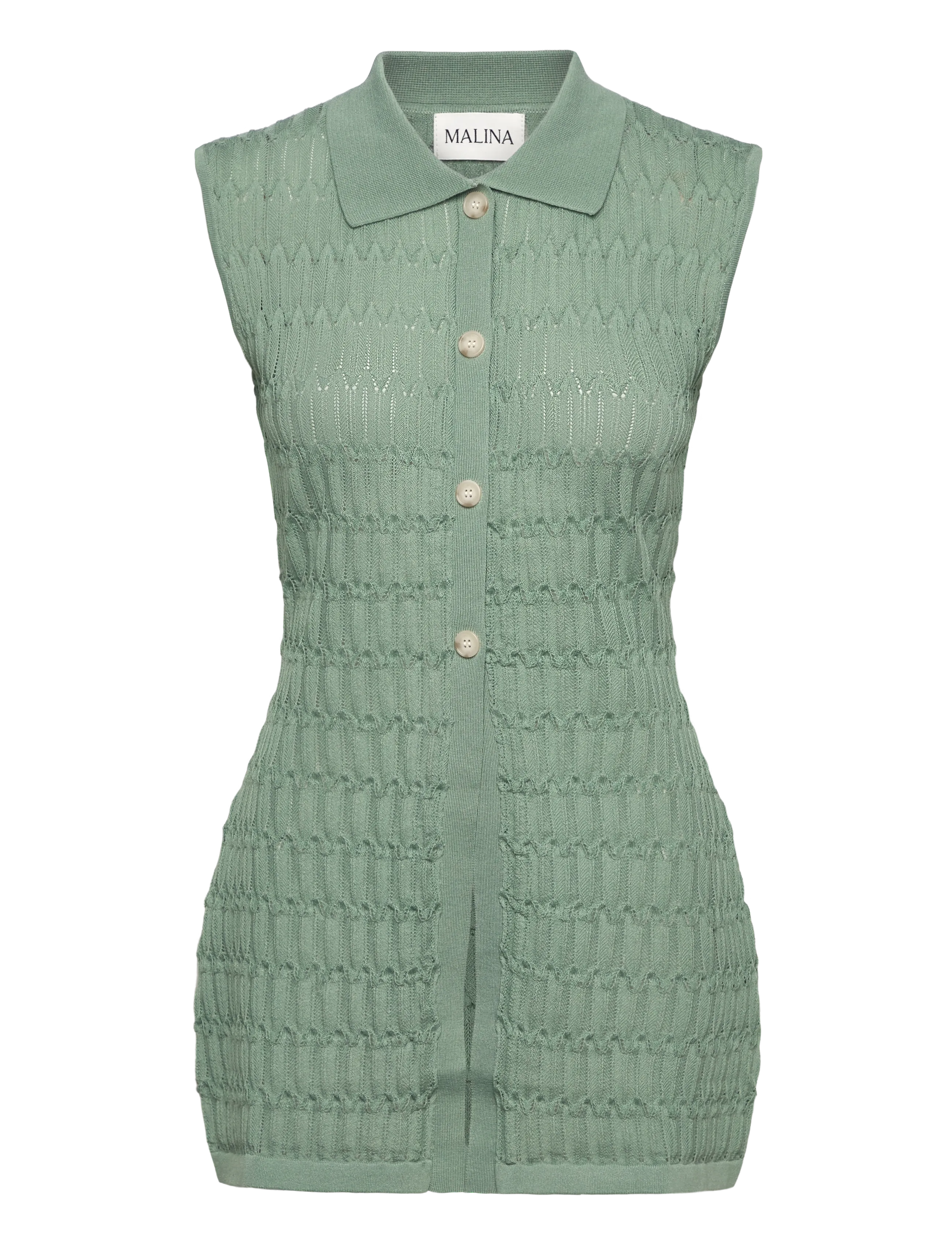 MALINA Hele Long Structure Strick Vest Grün - XL - Damen