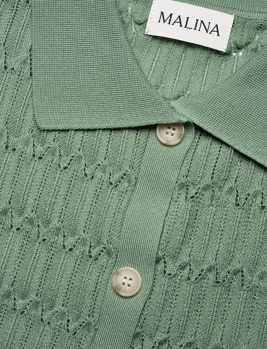 Malina - Hele Long Structure Knitted Vest - kootud vestid - sage - 5