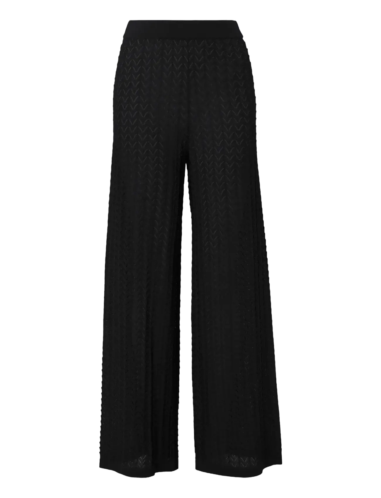 Malina - Martina Wide Structure Knitted Pants - straight leg trousers - black - 1