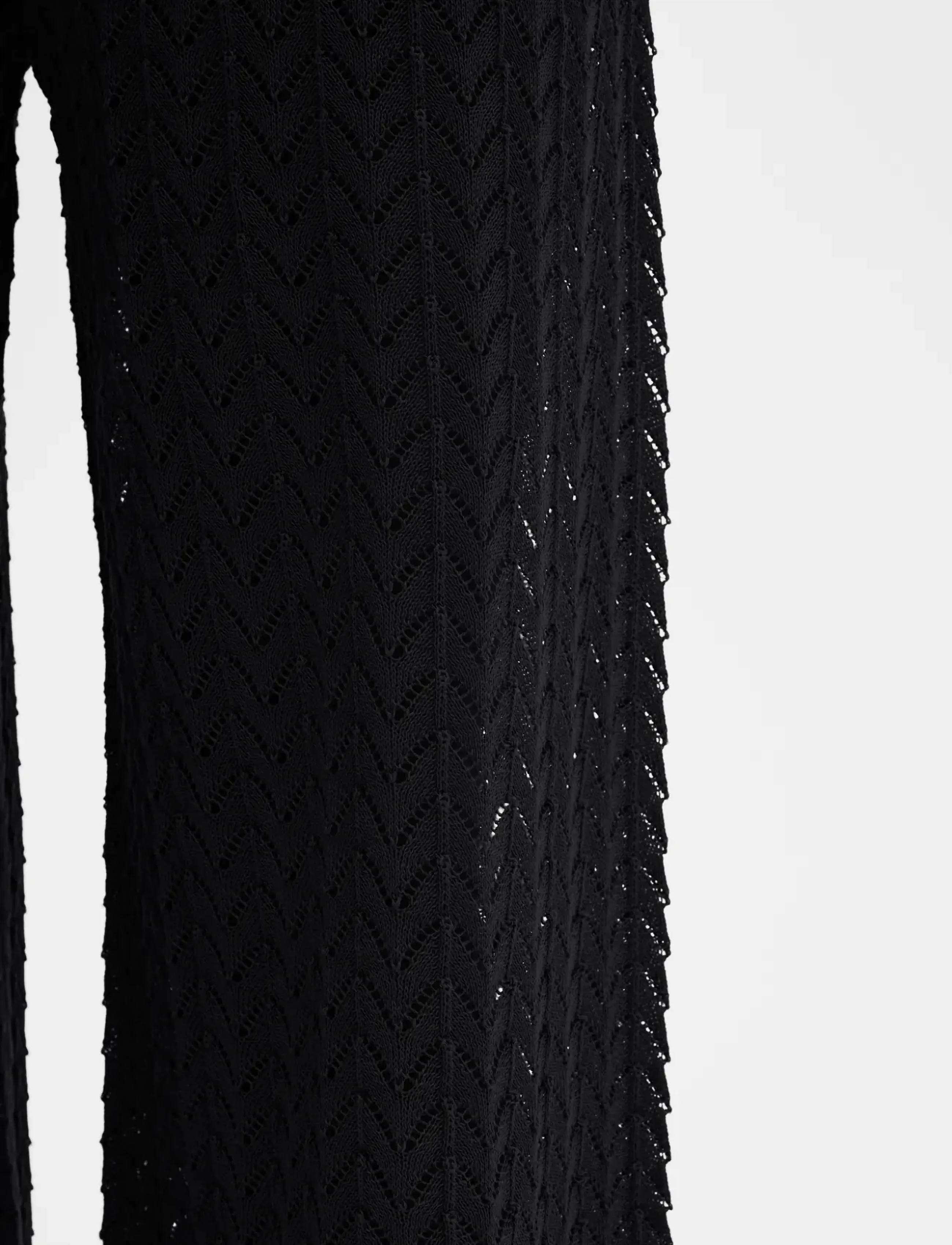 Malina - Martina Wide Structure Knitted Pants - straight leg trousers - black - 3