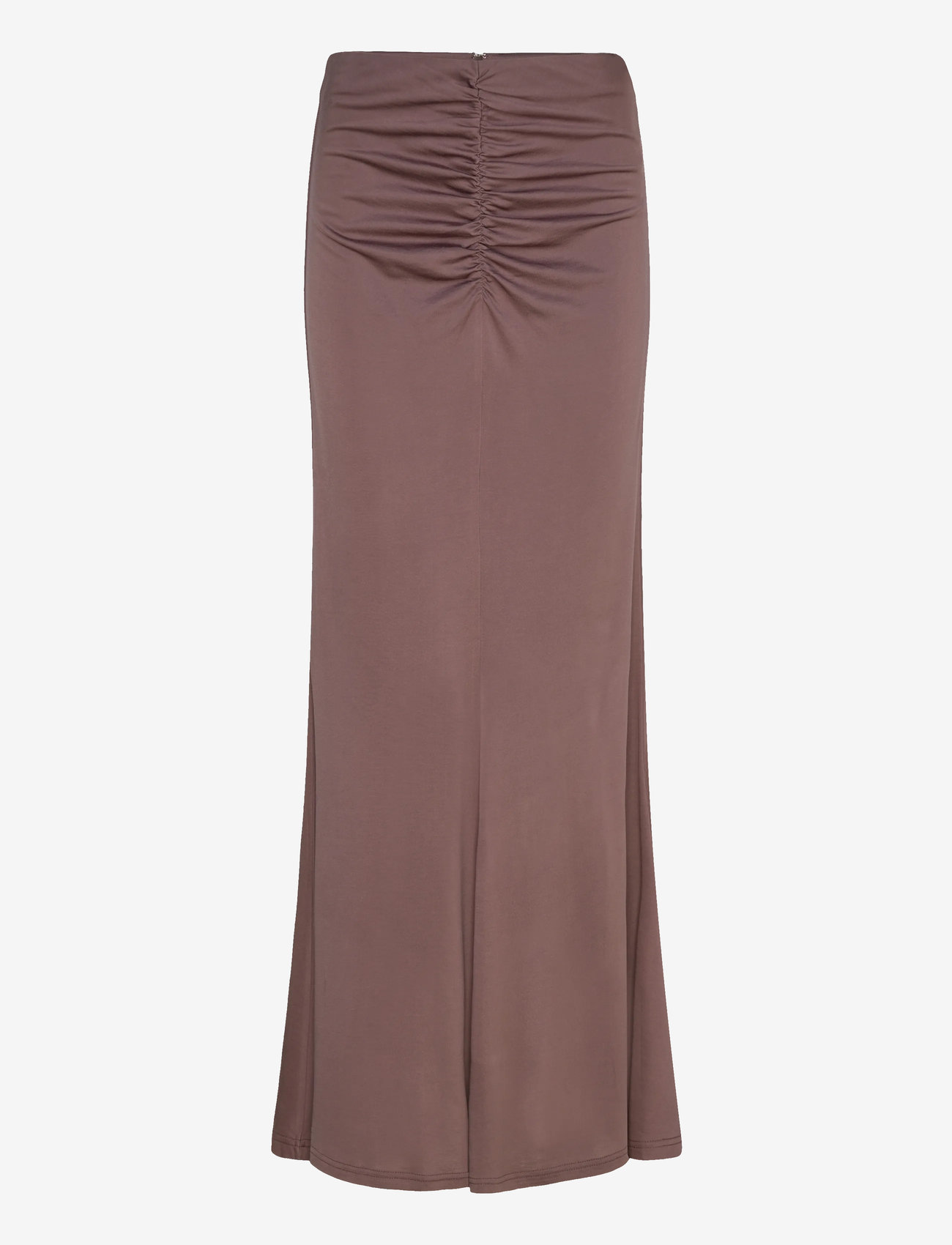 Malina - Majori Ruched Jersey Maxi Skirt - satinnederdele - chocolate - 1