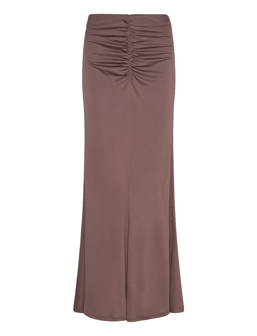 Malina - Majori Ruched Jersey Maxi Skirt - satino sijonai - chocolate - 1