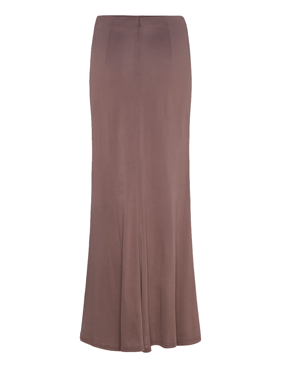 Malina - Majori Ruched Jersey Maxi Skirt - satino sijonai - chocolate - 2