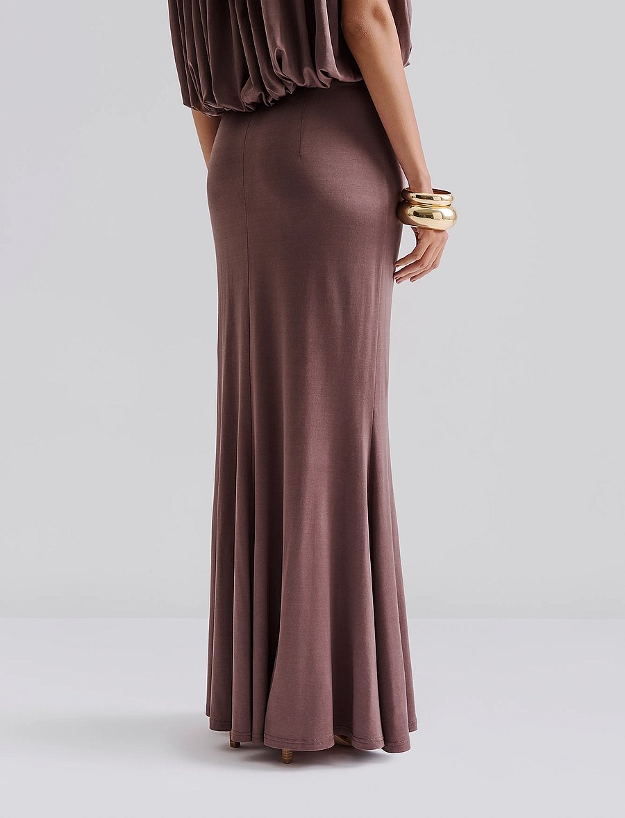Malina - Majori Ruched Jersey Maxi Skirt - satino sijonai - chocolate - 3