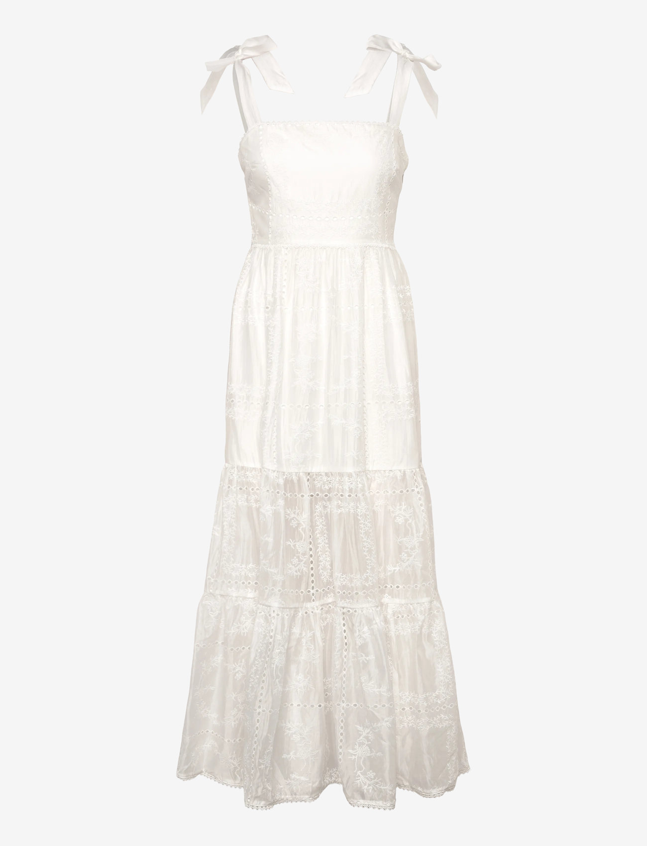 Malina - Adri Embroidered Tie Strap Maxi Dress - summer dresses - white - 1