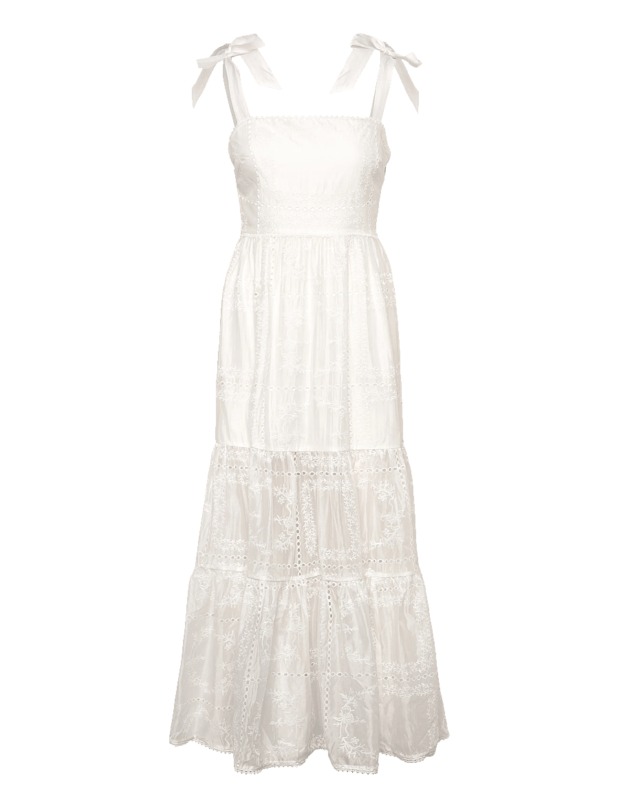 Malina - Adri Embroidered Tie Strap Maxi Dress - ferming - white - 1
