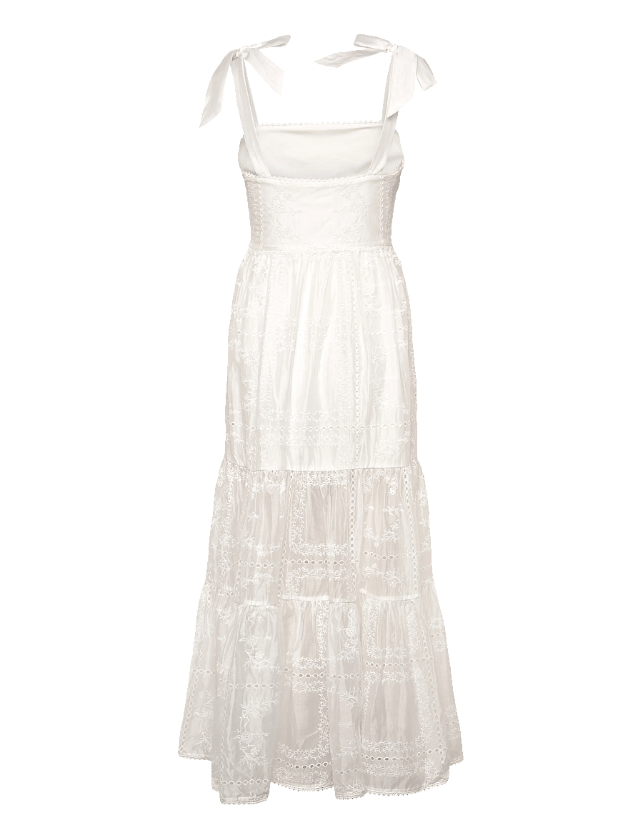 Malina - Adri Embroidered Tie Strap Maxi Dress - ferming - white - 2