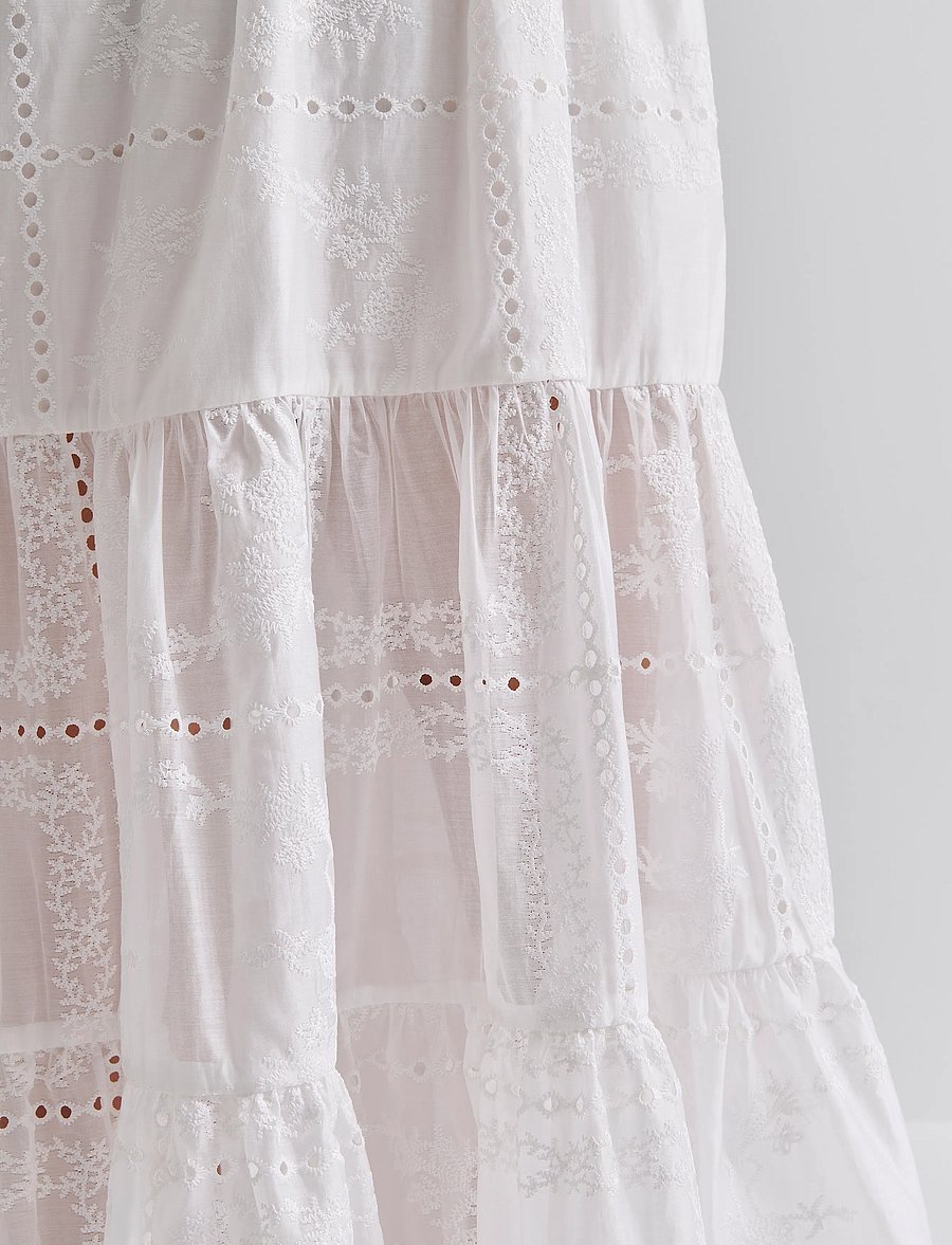 Malina - Adri Embroidered Tie Strap Maxi Dress - ferming - white - 4