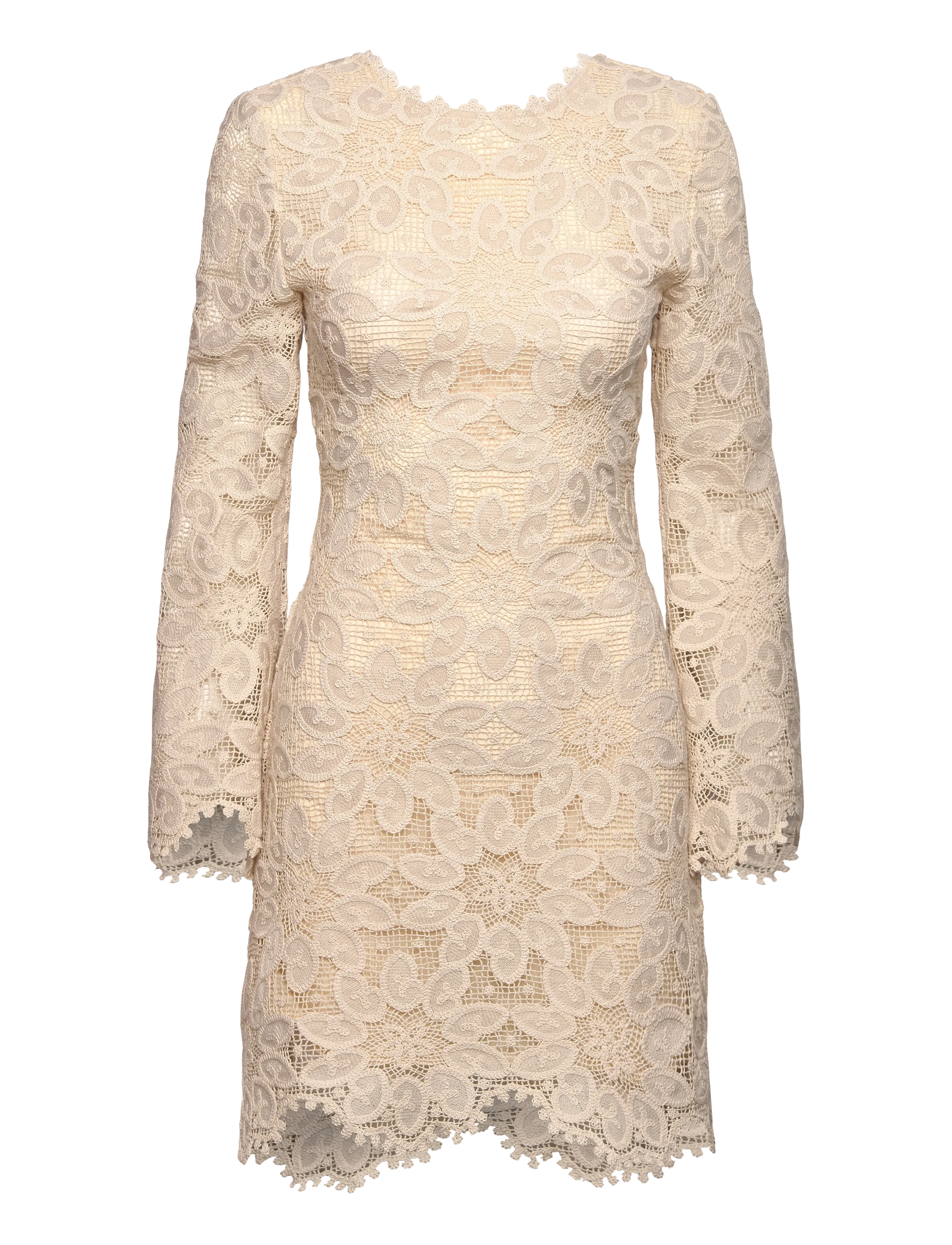 MALINA Imani Guipure Strickjacke Mini Kleid Cream - 38 - Damen