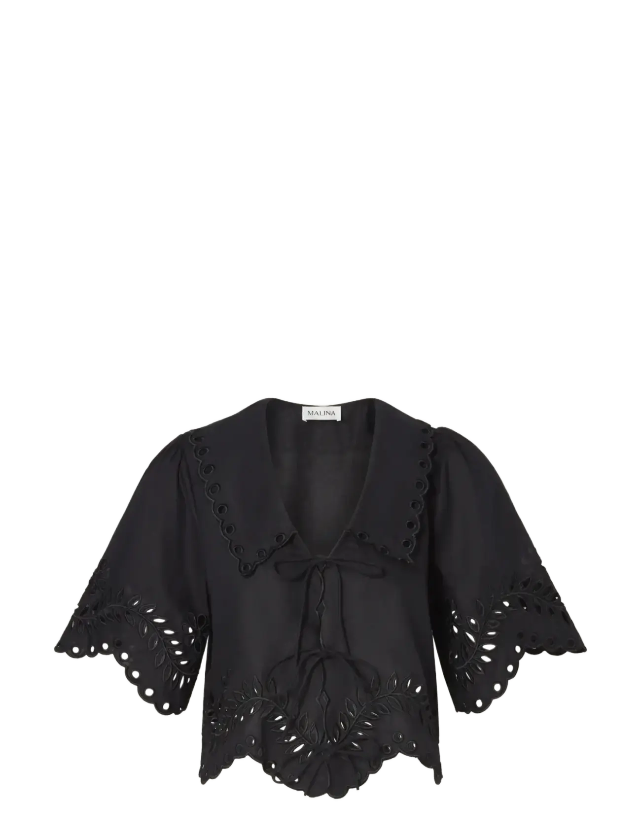 Malina Estela Broderie Anglais Blouse - Kollektionen - BLACK / black