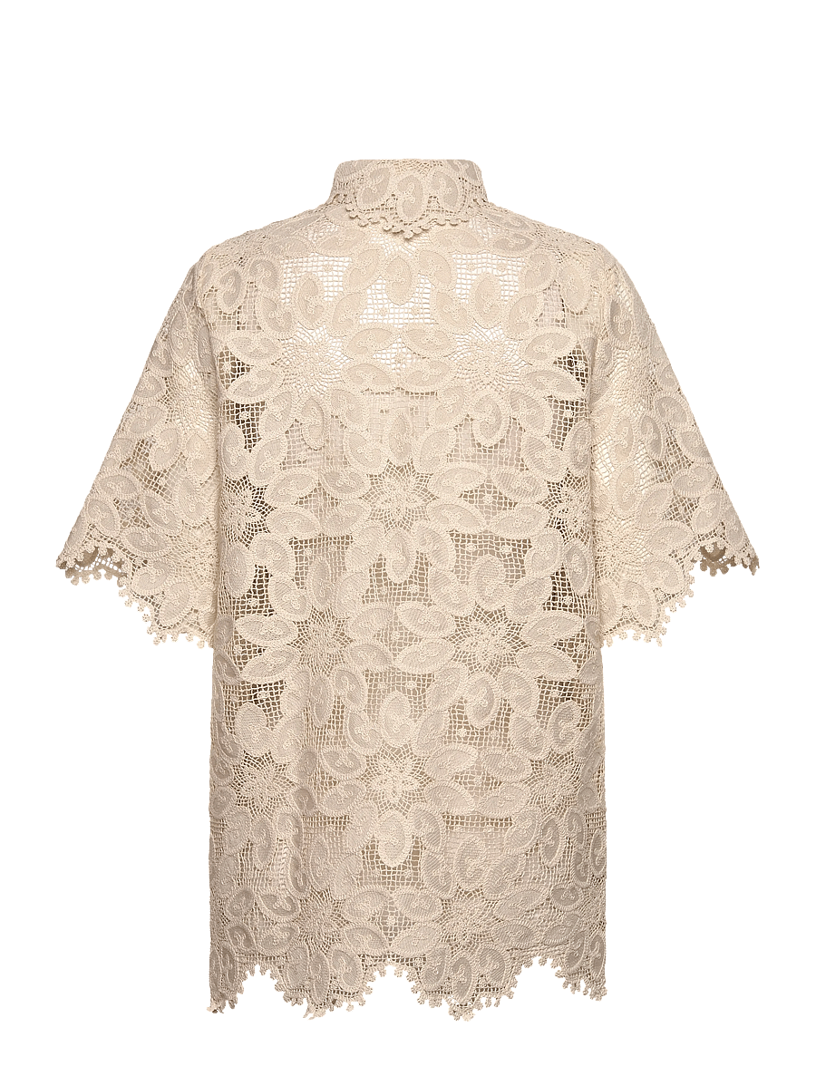 Malina - Ari Guipure Lace shirt - kurzärmlige hemden - sand - 2