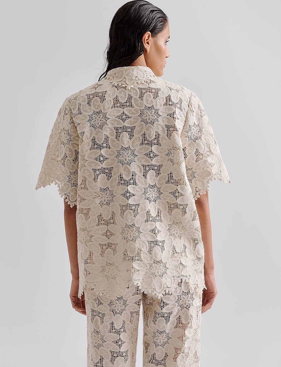Malina - Ari Guipure Lace shirt - kurzärmlige hemden - sand - 3