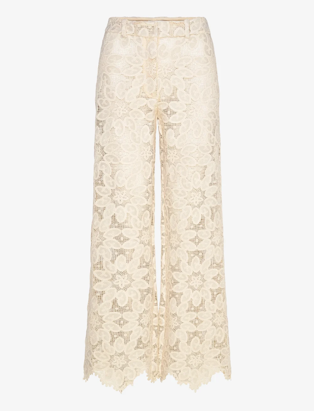 Malina - Natalina Guipure Lace Pants - bukser med lige ben - sand - 1