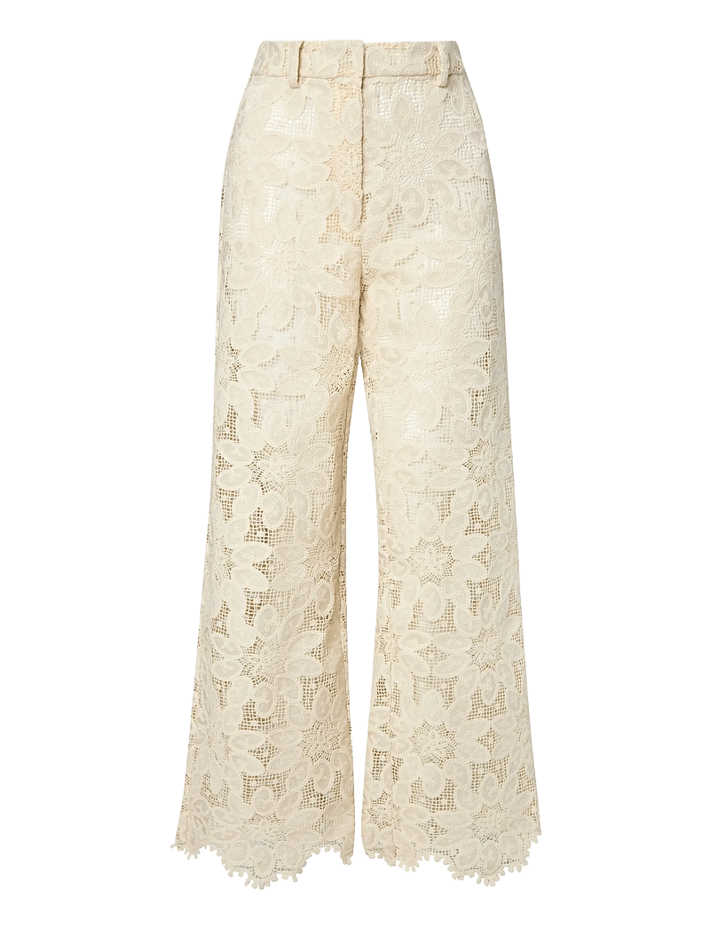 Malina - Natalina Guipure Lace pants - straight leg trousers - sand - 1