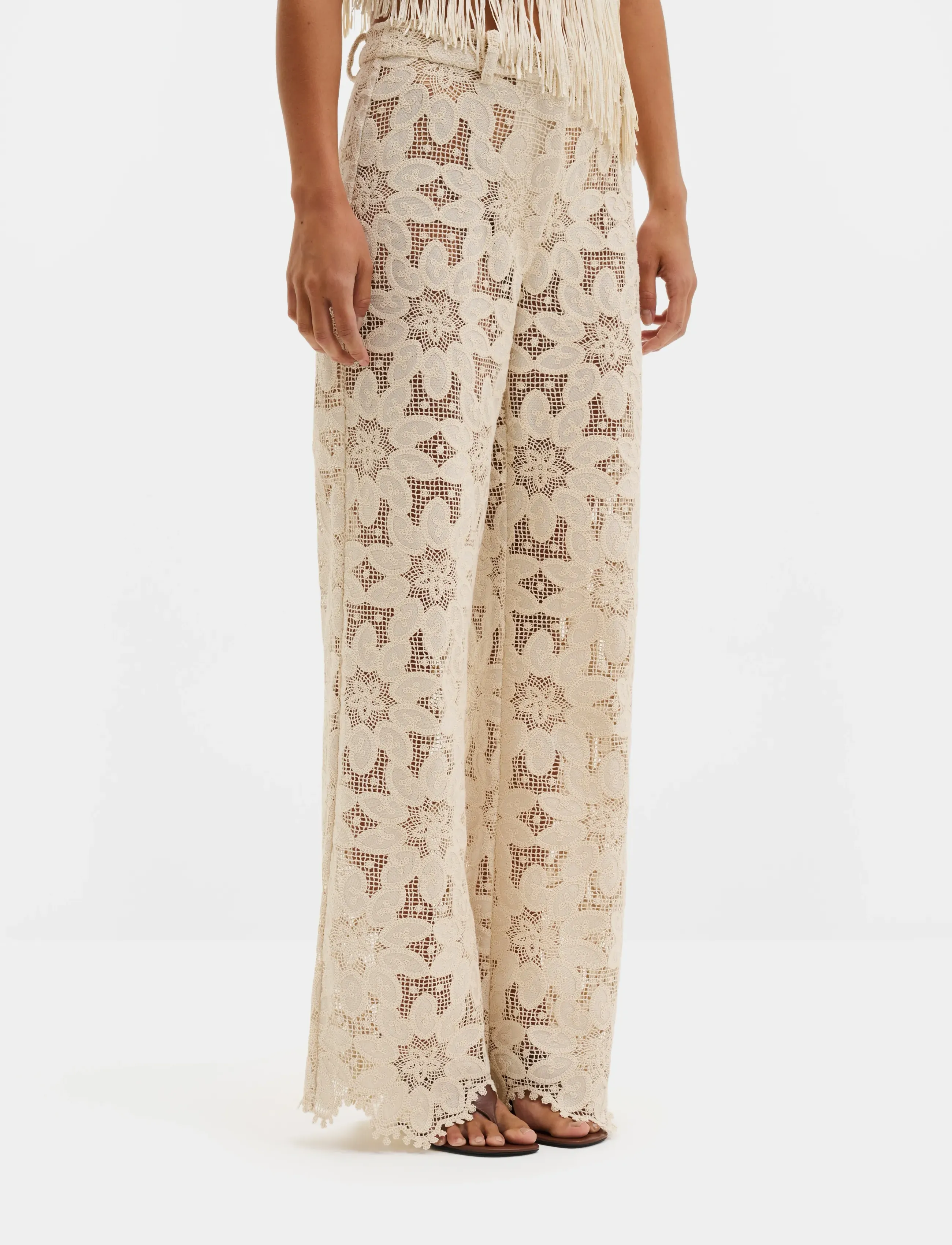Malina - Natalina Guipure Lace pants - bukser med lige ben - sand - 2