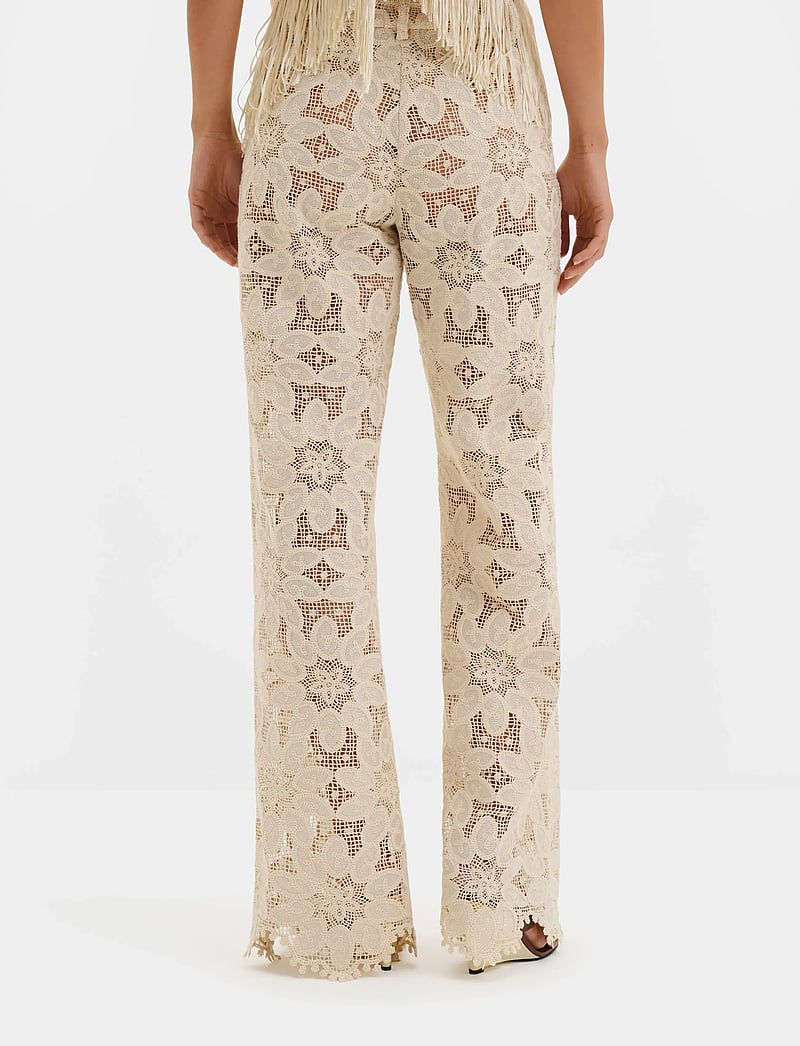 Malina - Natalina Guipure Lace pants - straight leg trousers - sand - 3