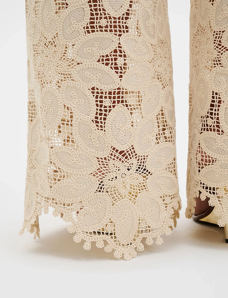 Malina - Natalina Guipure Lace pants - straight leg trousers - sand - 4